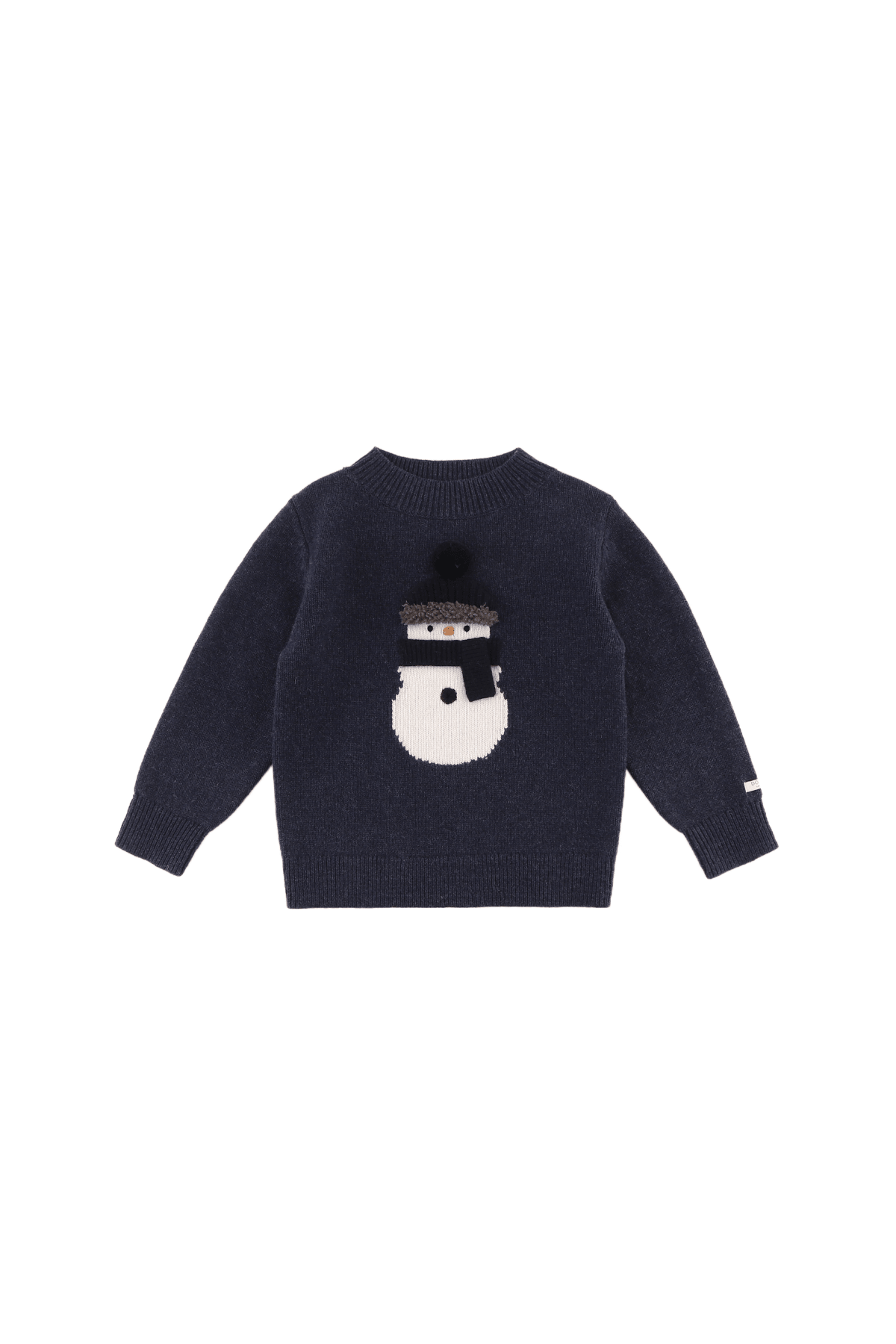 Denn Merino Wool Sweater - Snowman - Blue Marine Melange van Donsje Amsterdam | Kids Conceptstore Le Fanfare