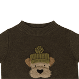 Denn Merino Wool Sweater | Terrier - Dark Olive van Donsje Amsterdam | Kids Conceptstore Le Fanfare