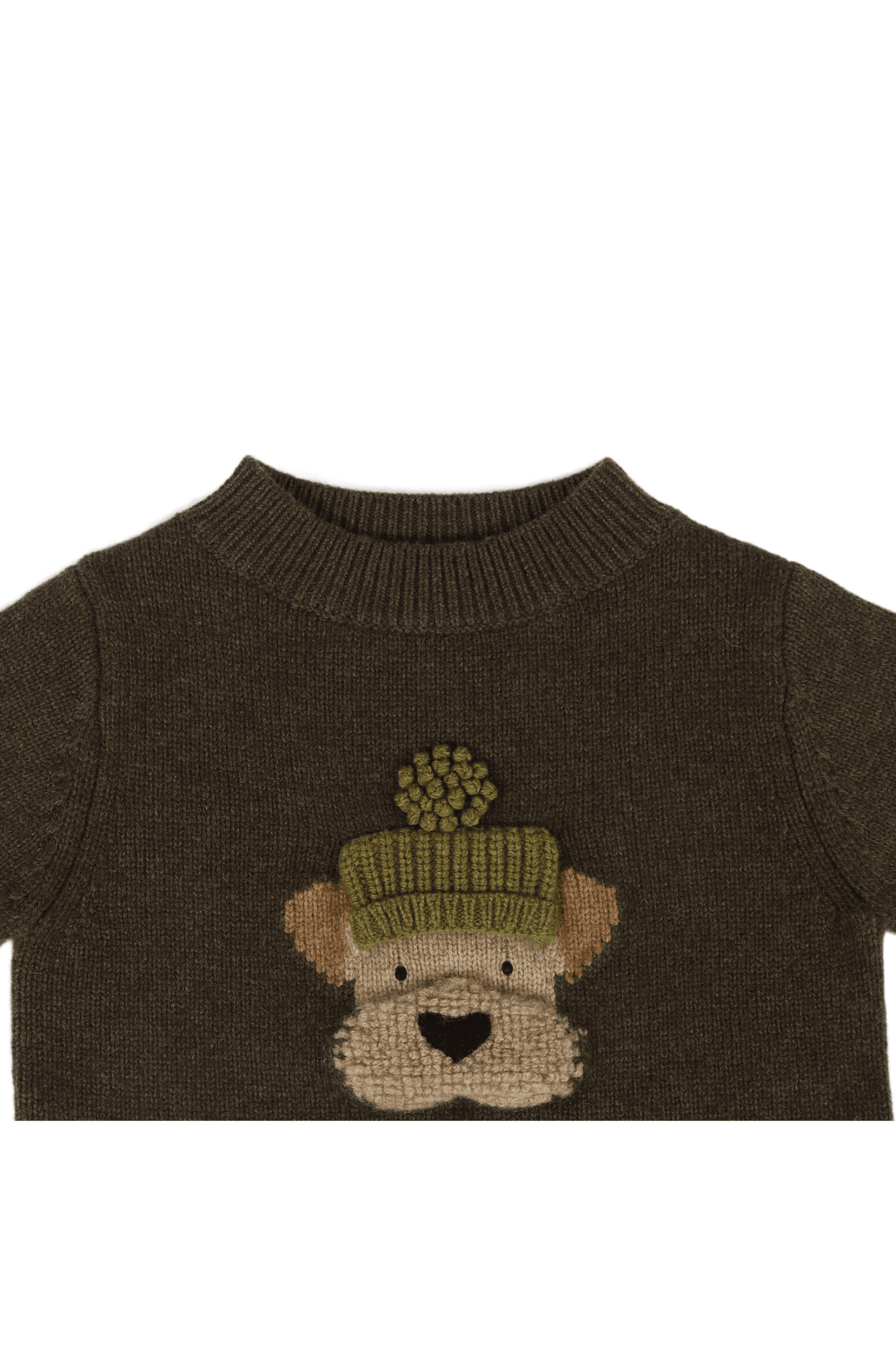 Denn Merino Wool Sweater | Terrier - Dark Olive van Donsje Amsterdam | Kids Conceptstore Le Fanfare