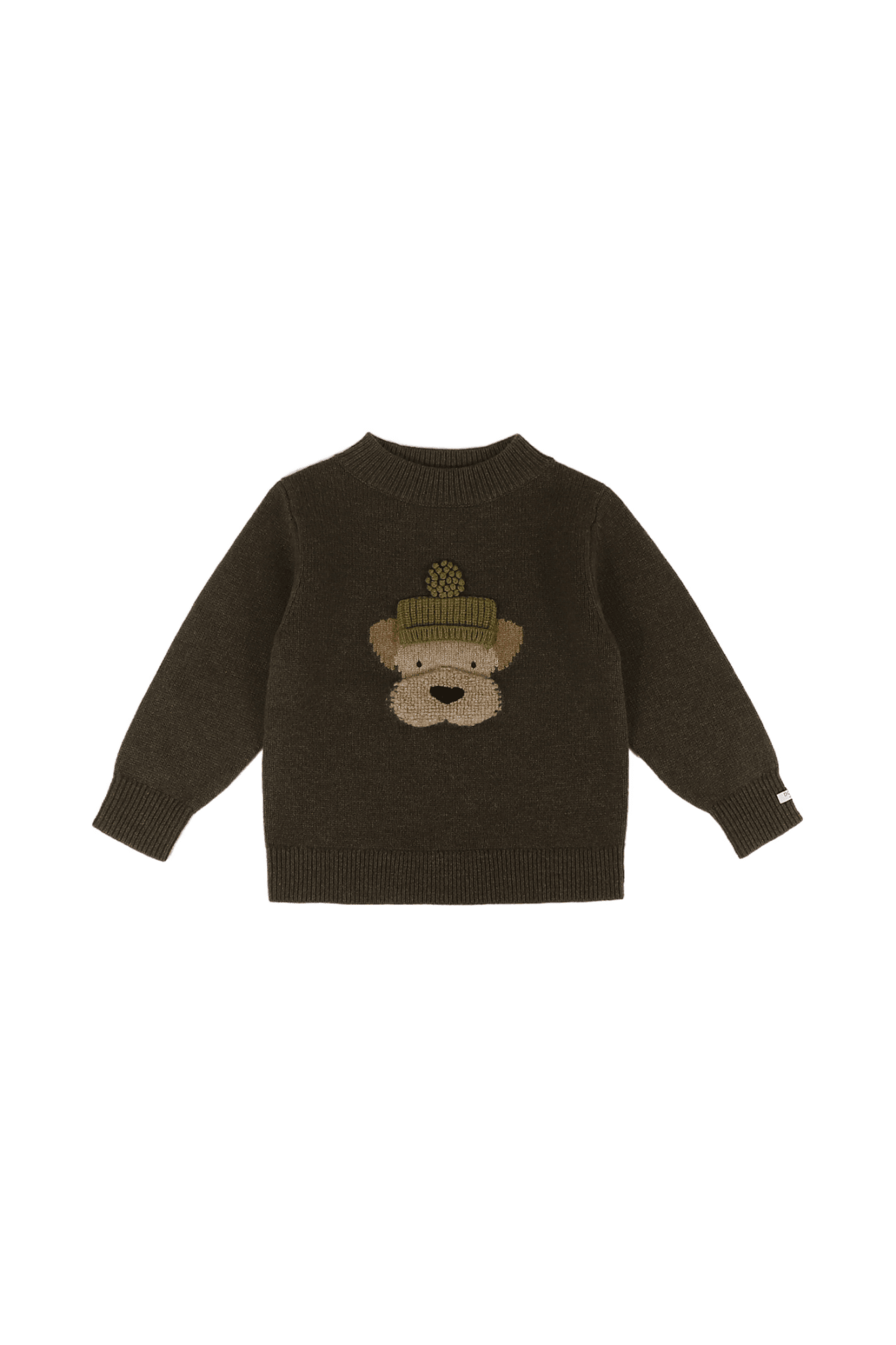 Denn Merino Wool Sweater | Terrier - Dark Olive van Donsje Amsterdam | Kids Conceptstore Le Fanfare