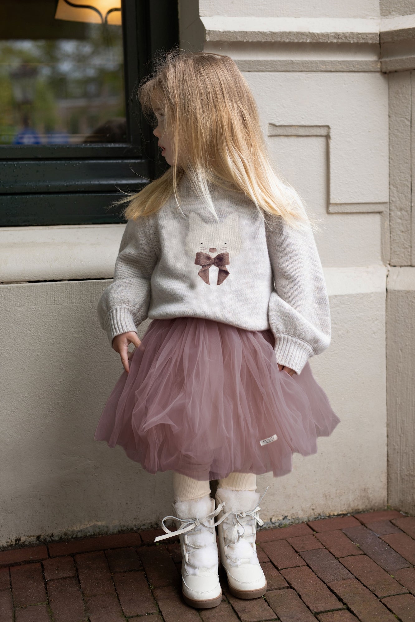 Denna Merino Wool Sweater | Cat - Ash Rose van Donsje Amsterdam | Kids Conceptstore Le Fanfare