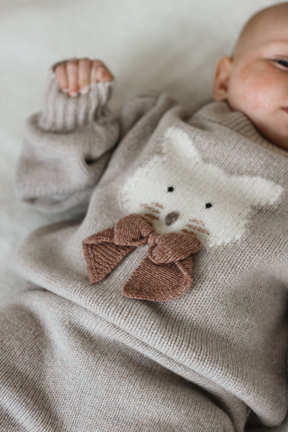 Denna Merino Wool Sweater | Cat - Ash Rose Melange van Donsje Amsterdam | Kids Conceptstore Le Fanfare