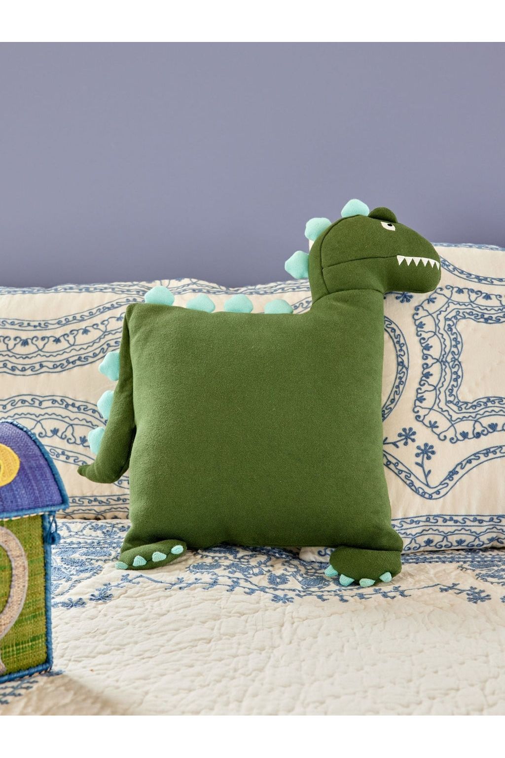 Dino Cotton Cushion - Green van Rice | Kids Conceptstore Le Fanfare
