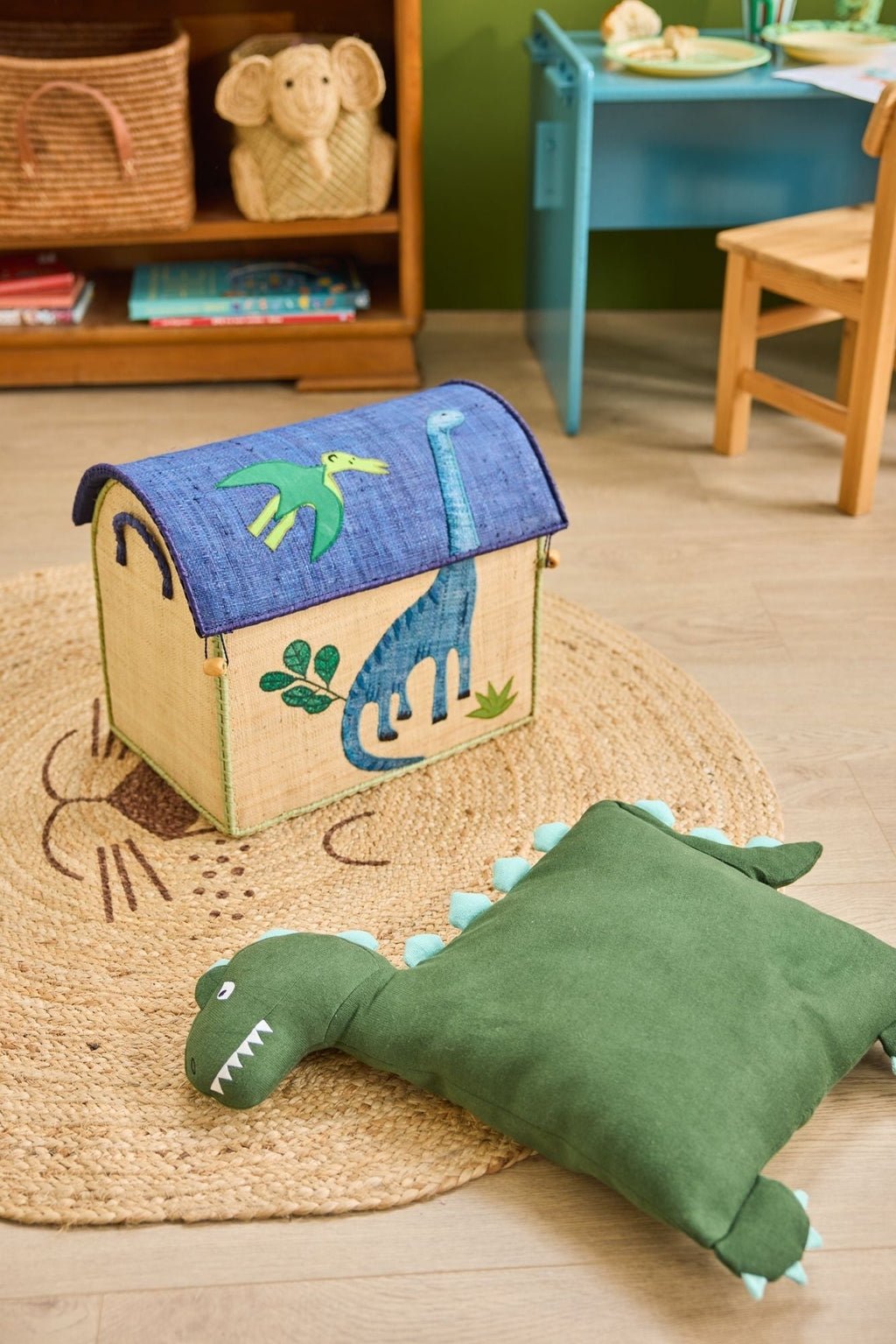 Dino Cotton Cushion - Green van Rice | Kids Conceptstore Le Fanfare