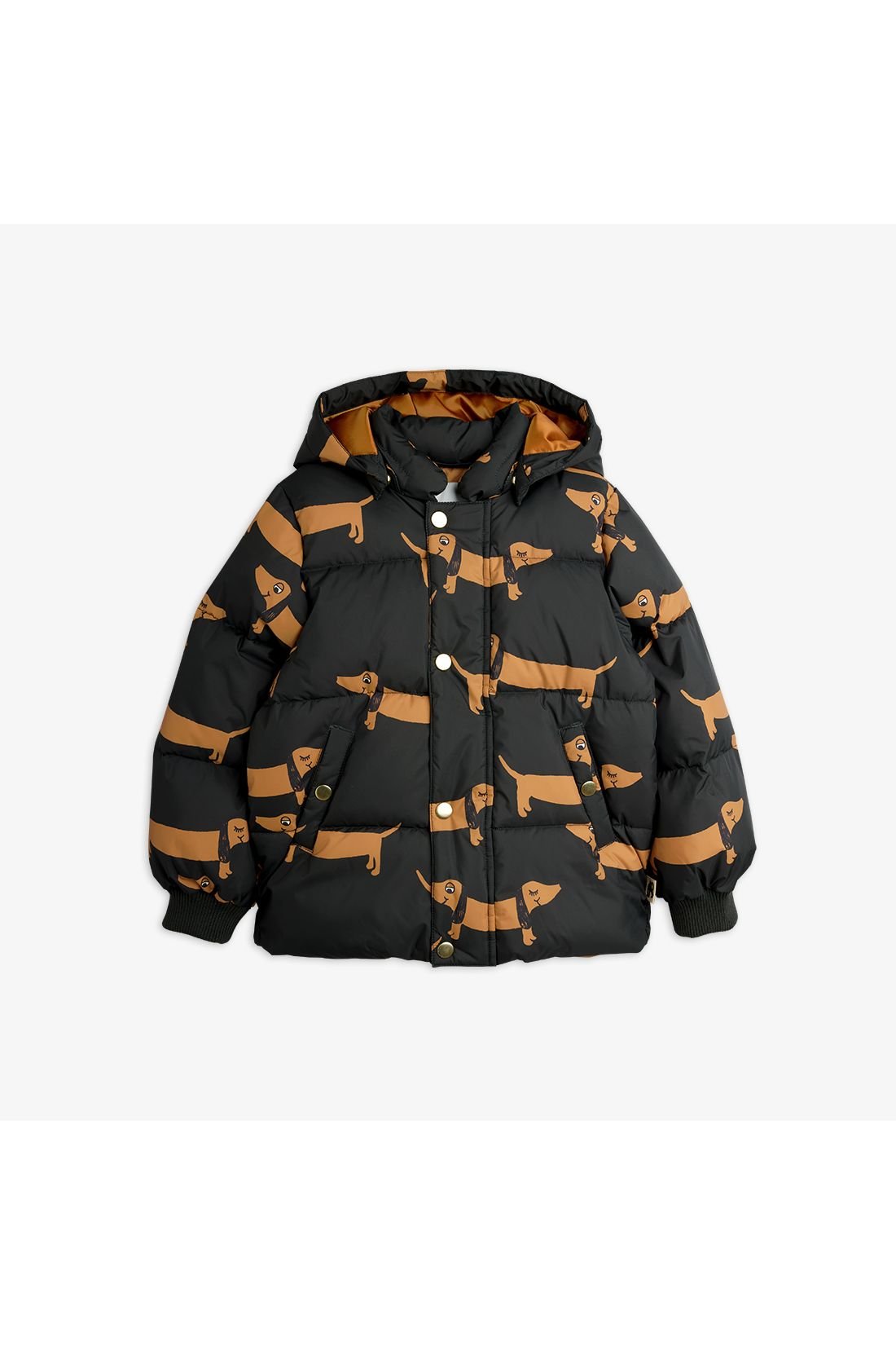 Dog aop hooded puffer - Black van Mini Rodini | Kids Conceptstore Le Fanfare