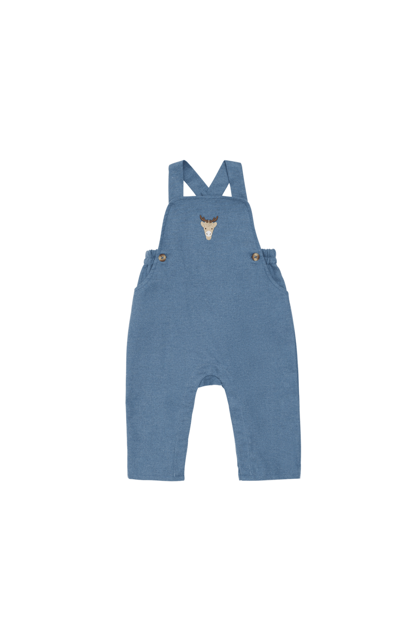 Donsje Mosie Overalls Reindeer Vintage Blue van Donsje Amsterdam | Kids Conceptstore Le Fanfare