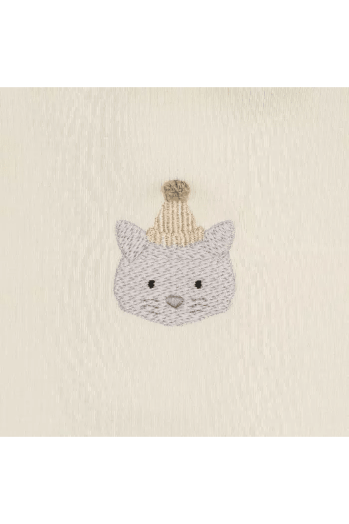 Donsje Nowie Bodysuit Festive Cat Warm White van Donsje Amsterdam | Kids Conceptstore Le Fanfare