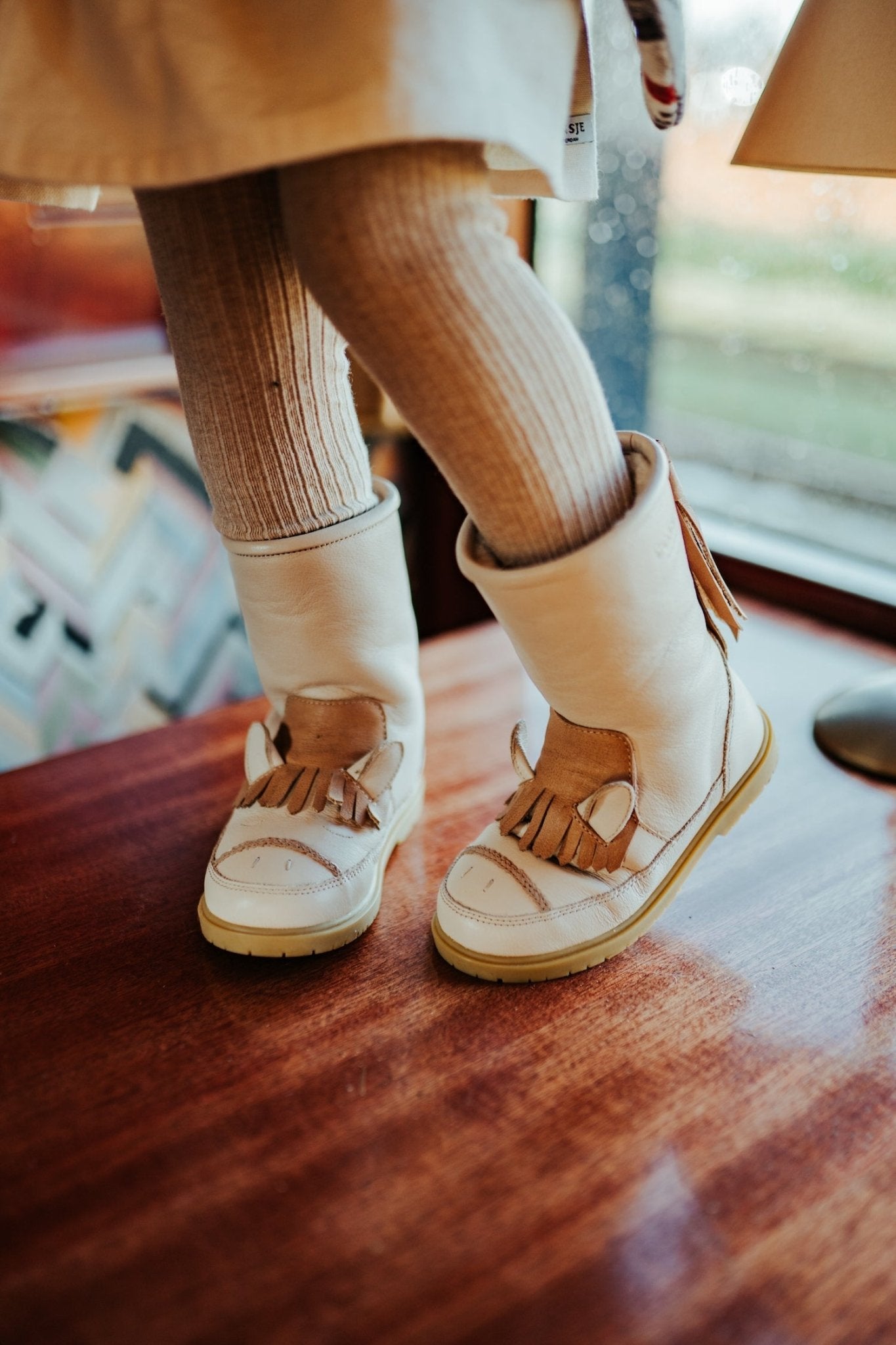 Donsje Wadudu Special Boots Horse Ivory Leather van Donsje Amsterdam | Kids Conceptstore Le Fanfare