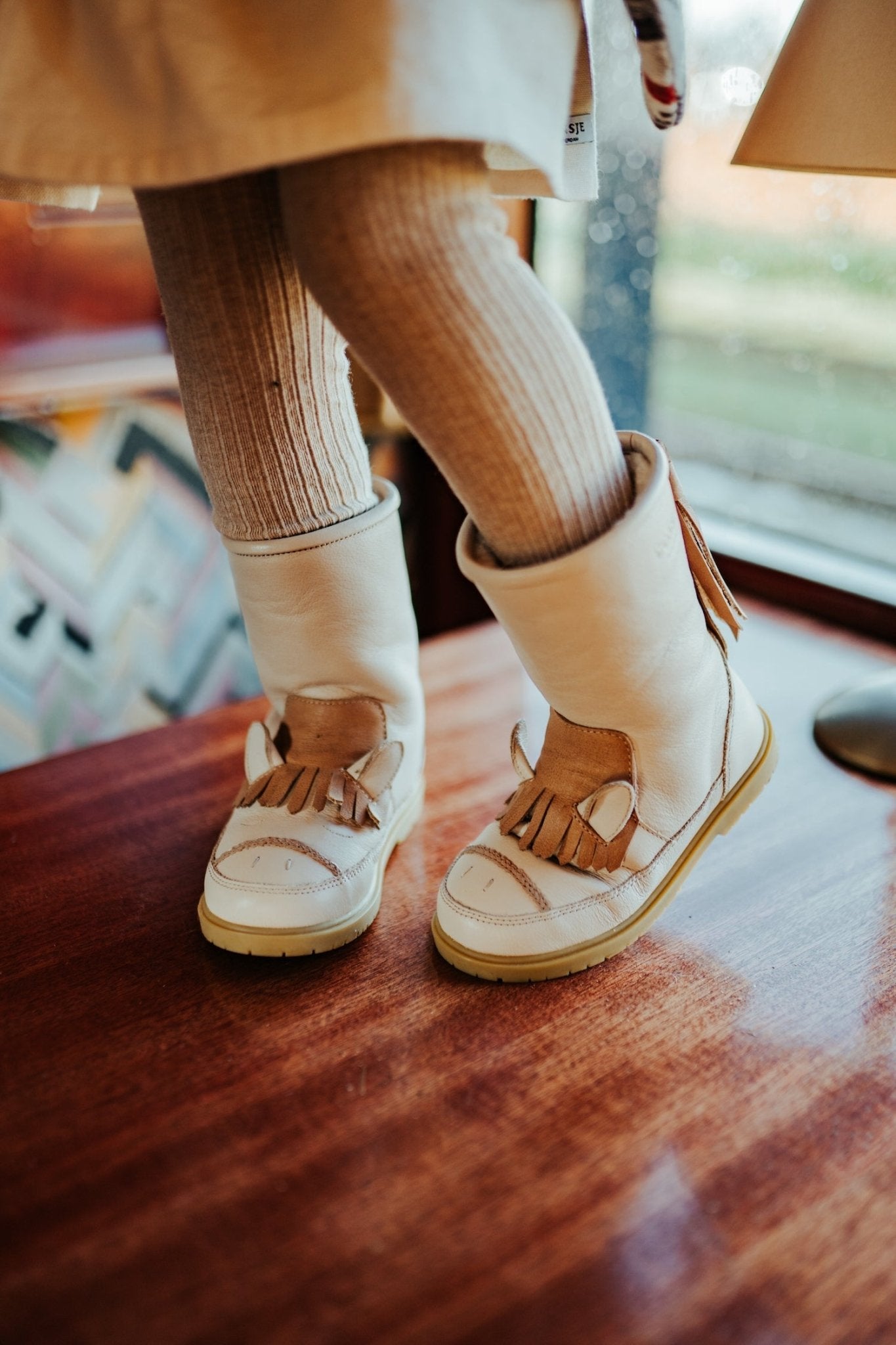 Donsje Wadudu Special Boots Horse Ivory Leather van Donsje Amsterdam | Kids Conceptstore Le Fanfare