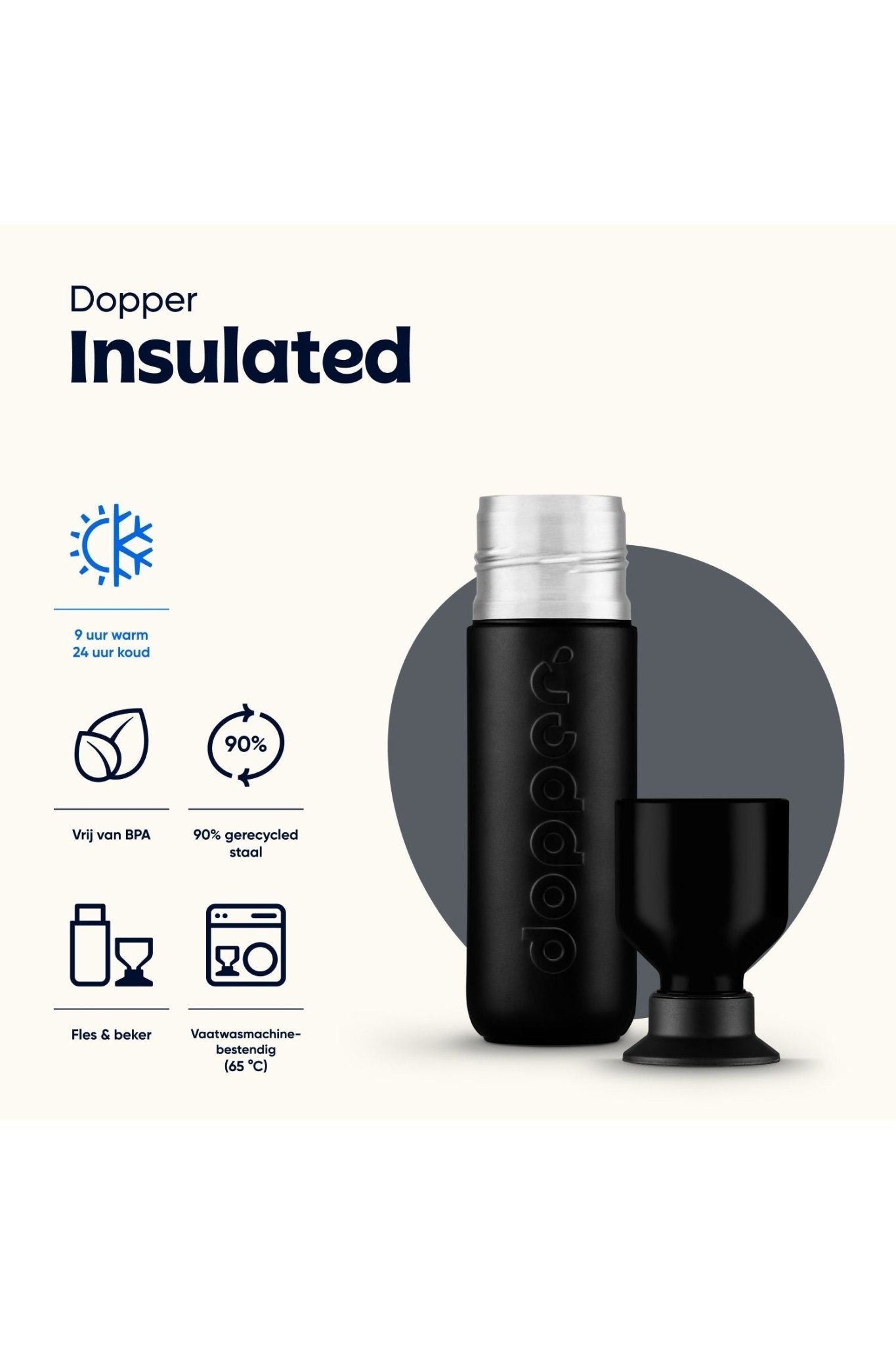Dopper Insulated (350 ml) - Blazing Black van Dopper | Kids Conceptstore Le Fanfare