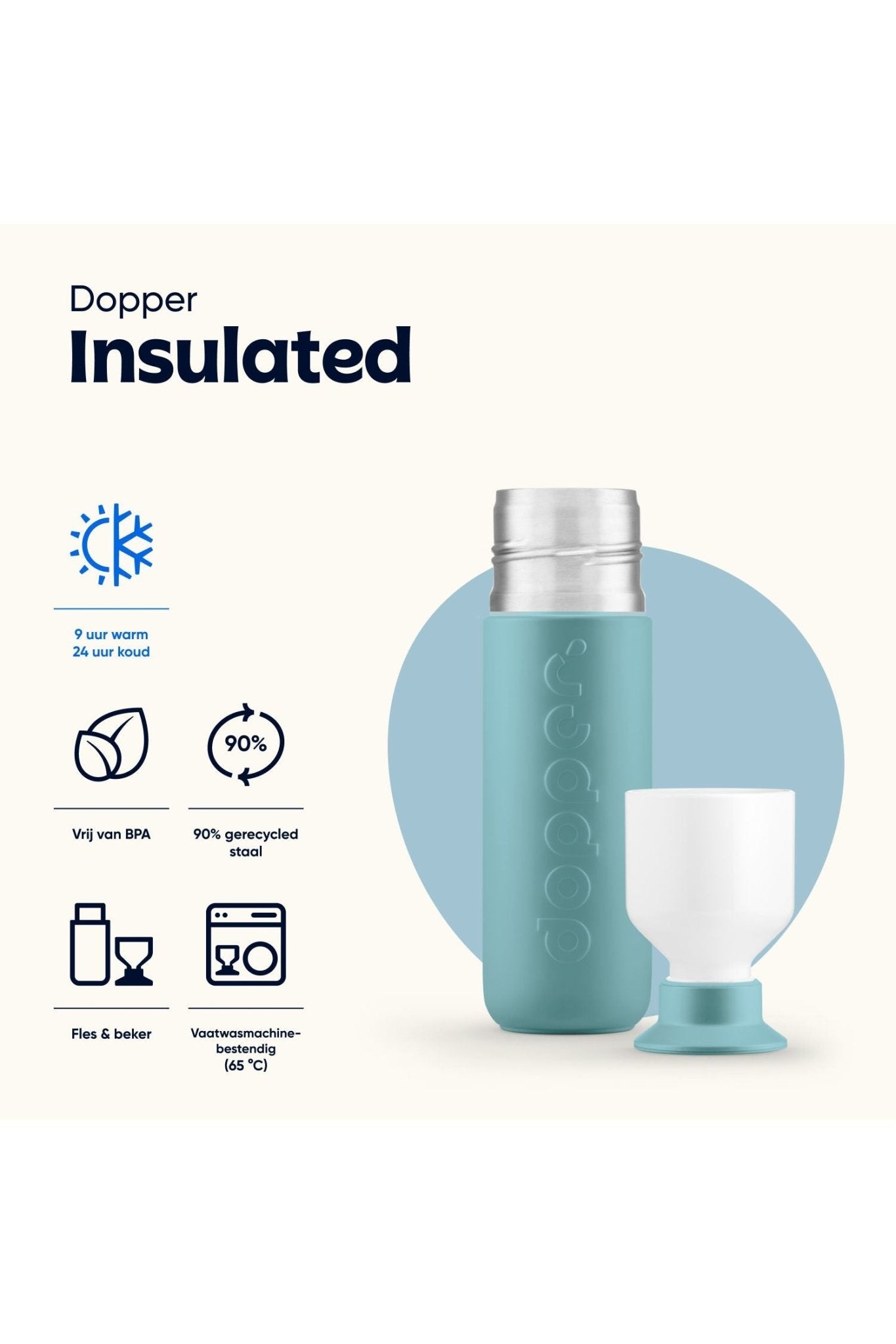 Dopper Insulated (350 ml) - Bottlenose Blue van Dopper | Kids Conceptstore Le Fanfare