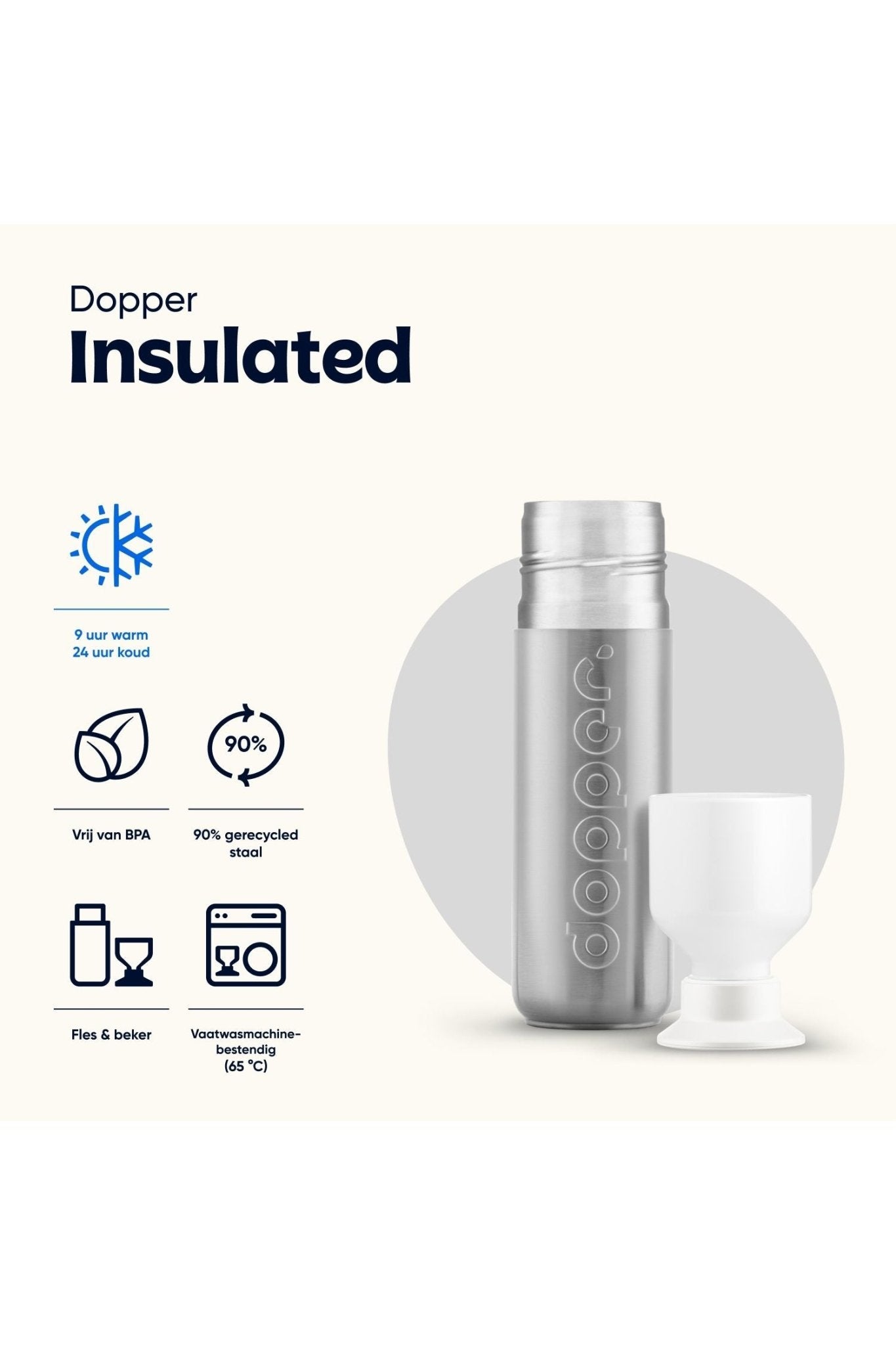 Dopper Insulated (350 ml) - Silver van Dopper | Kids Conceptstore Le Fanfare