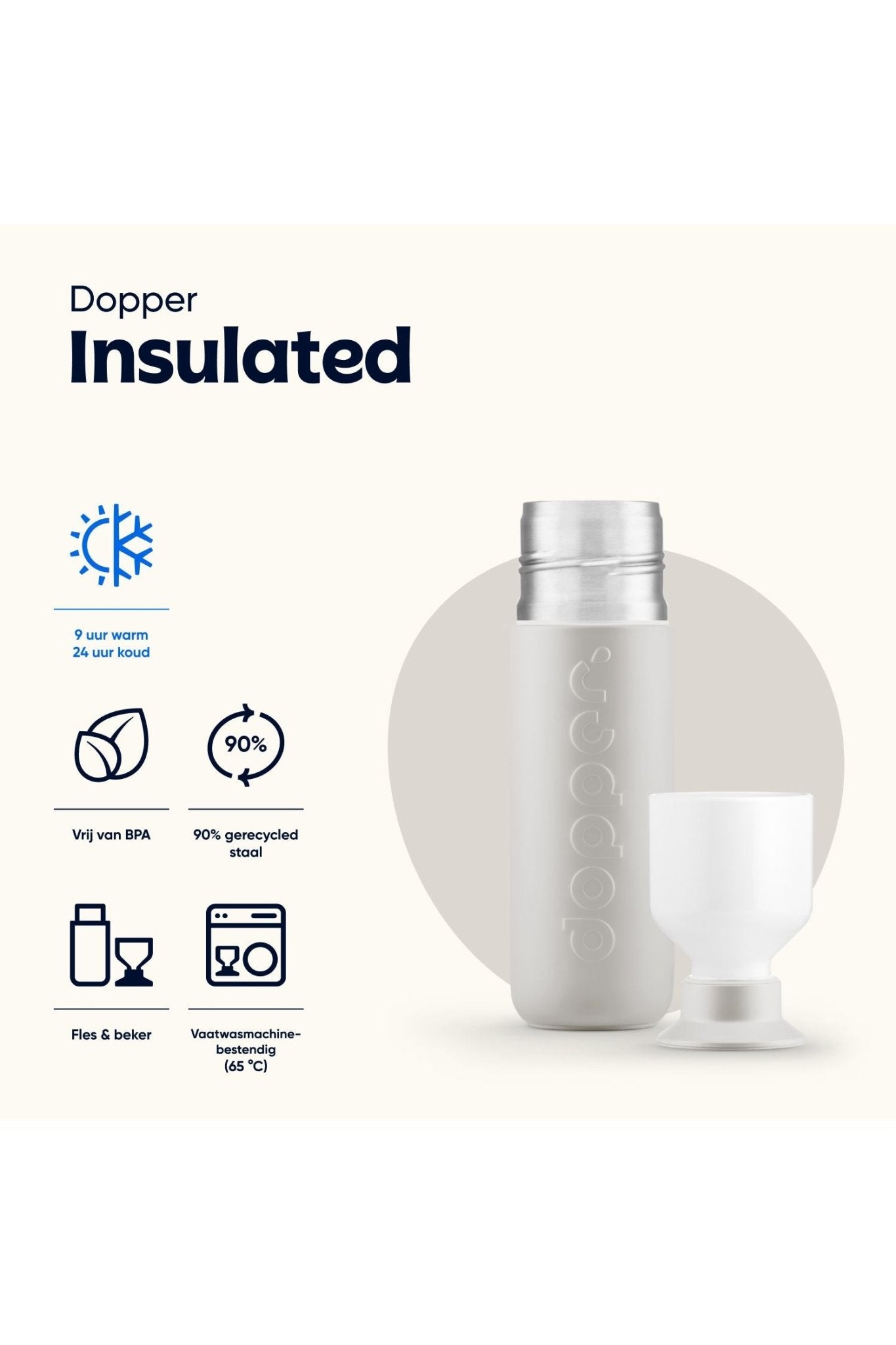 Dopper Insulated (350ml) - Gentle Grey van Dopper | Kids Conceptstore Le Fanfare