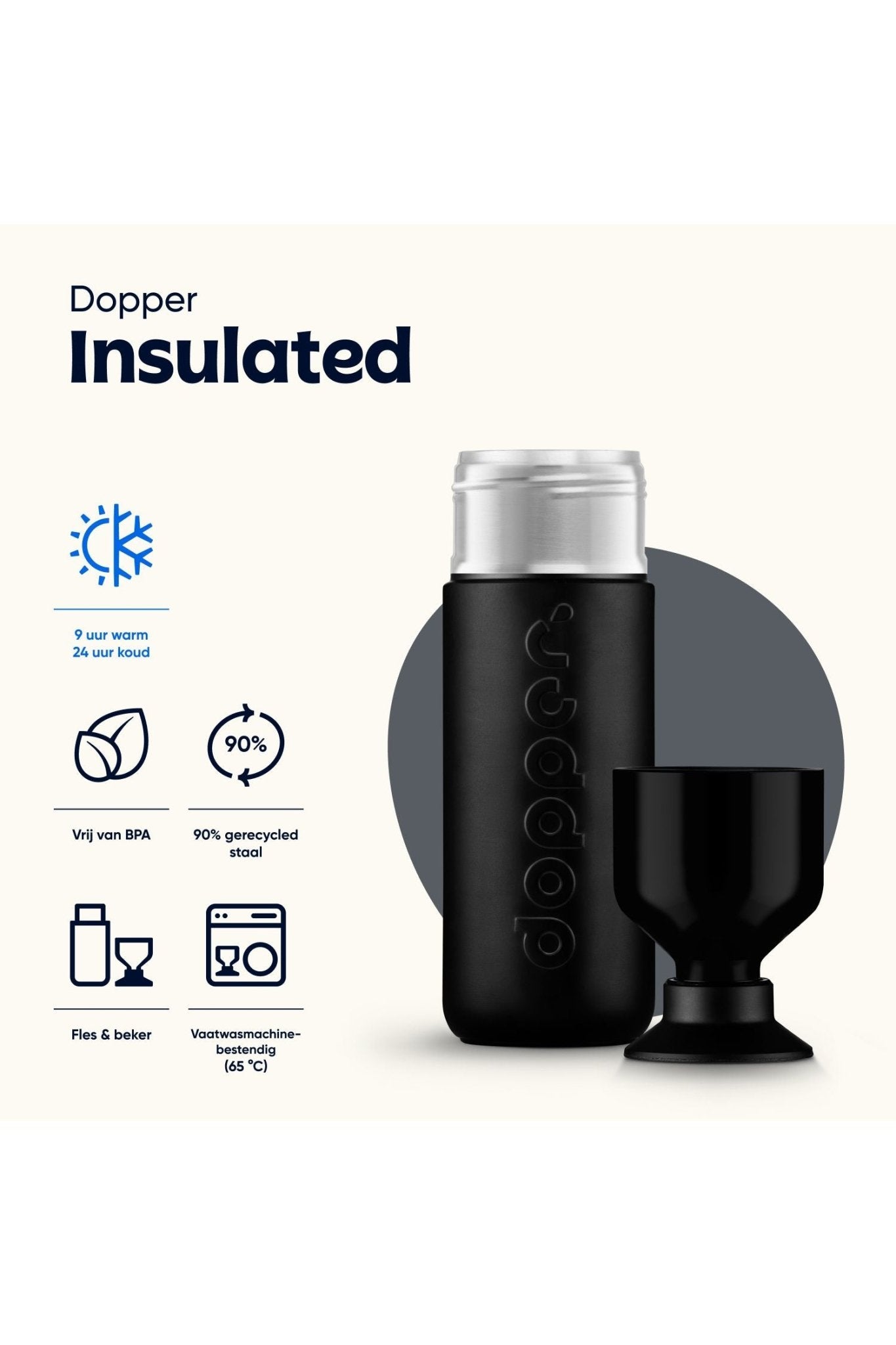 Dopper Insulated (580 ml) - Blazing Black van Dopper | Kids Conceptstore Le Fanfare