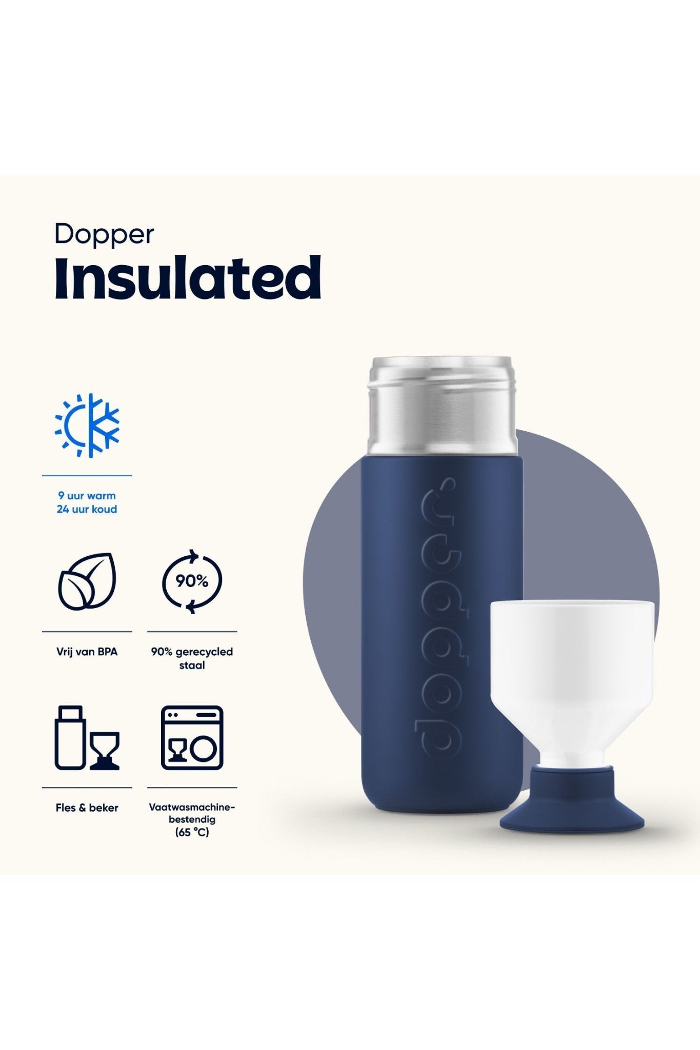 Dopper Insulated (580 ml) - Breaker Blue van Dopper | Kids Conceptstore Le Fanfare
