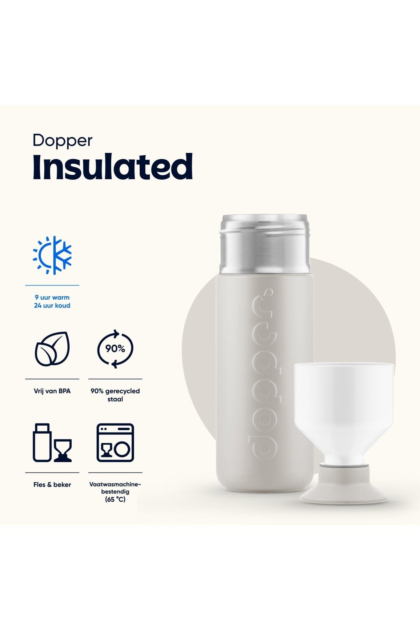 Dopper Insulated (580ml) - Gentle Grey van Dopper | Kids Conceptstore Le Fanfare