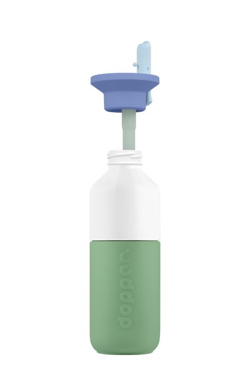 Dopper Steel (350 ml) - Fresh Green x Flip Straw - Seafoam Sorbet van Dopper | Kids Conceptstore Le Fanfare