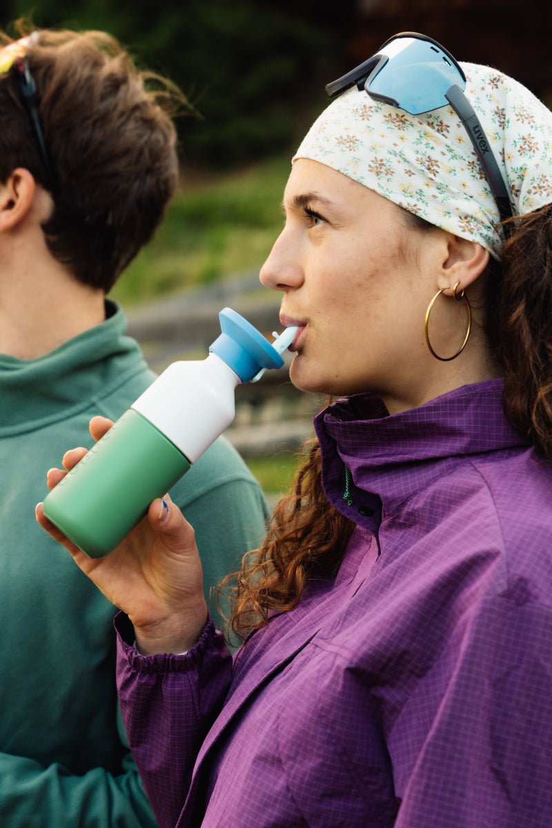 Dopper Steel (350 ml) - Fresh Green x Flip Straw - Seafoam Sorbet van Dopper | Kids Conceptstore Le Fanfare