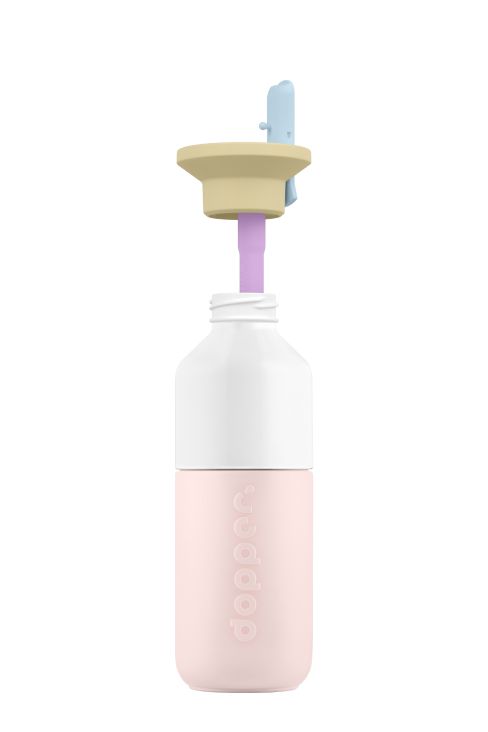Dopper Steel (350 ml) - Soft Pink x Flip Straw - Sunny Sorbet van Dopper | Kids Conceptstore Le Fanfare