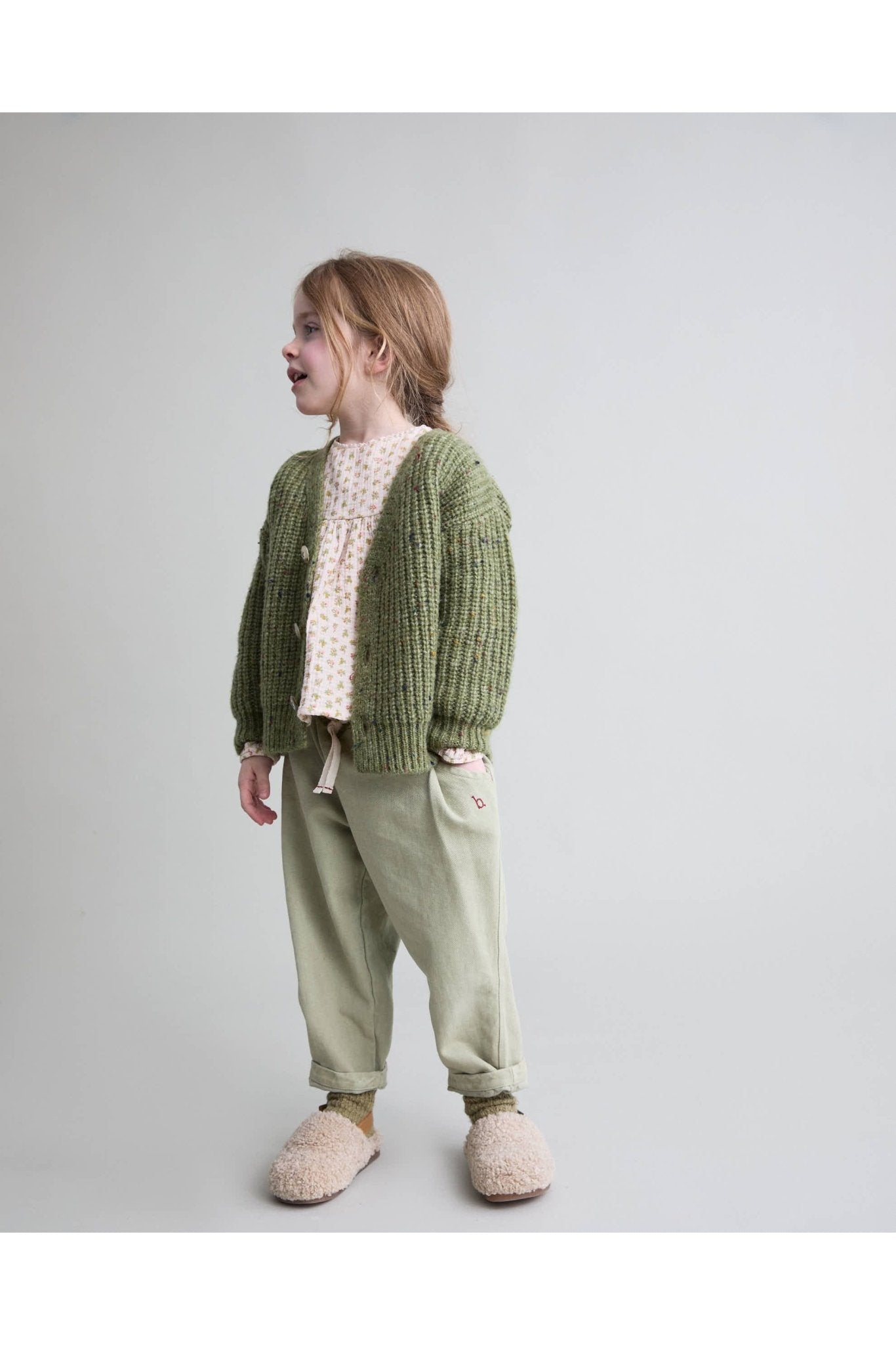 Drill girly pants - Green tea van Búho | Kids Conceptstore Le Fanfare