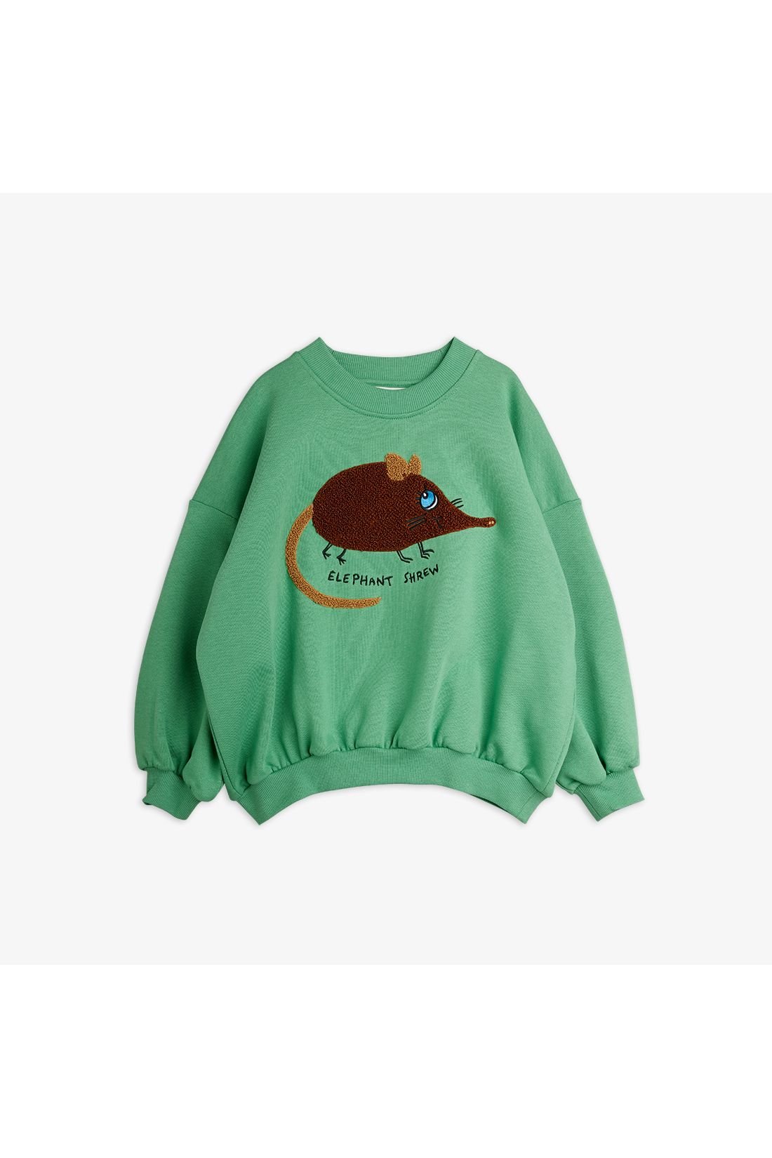 Elephant shrew chenille sweatshirt - Green van Mini Rodini | Kids Conceptstore Le Fanfare