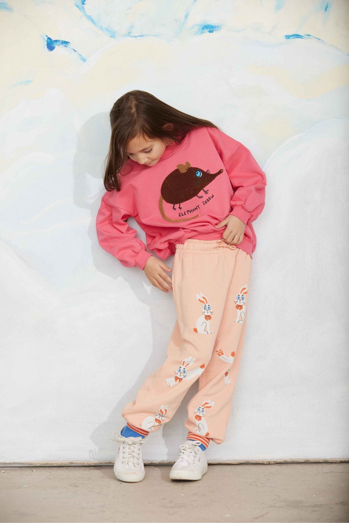 Elephant shrew chenille sweatshirt - Pink van Mini Rodini | Kids Conceptstore Le Fanfare