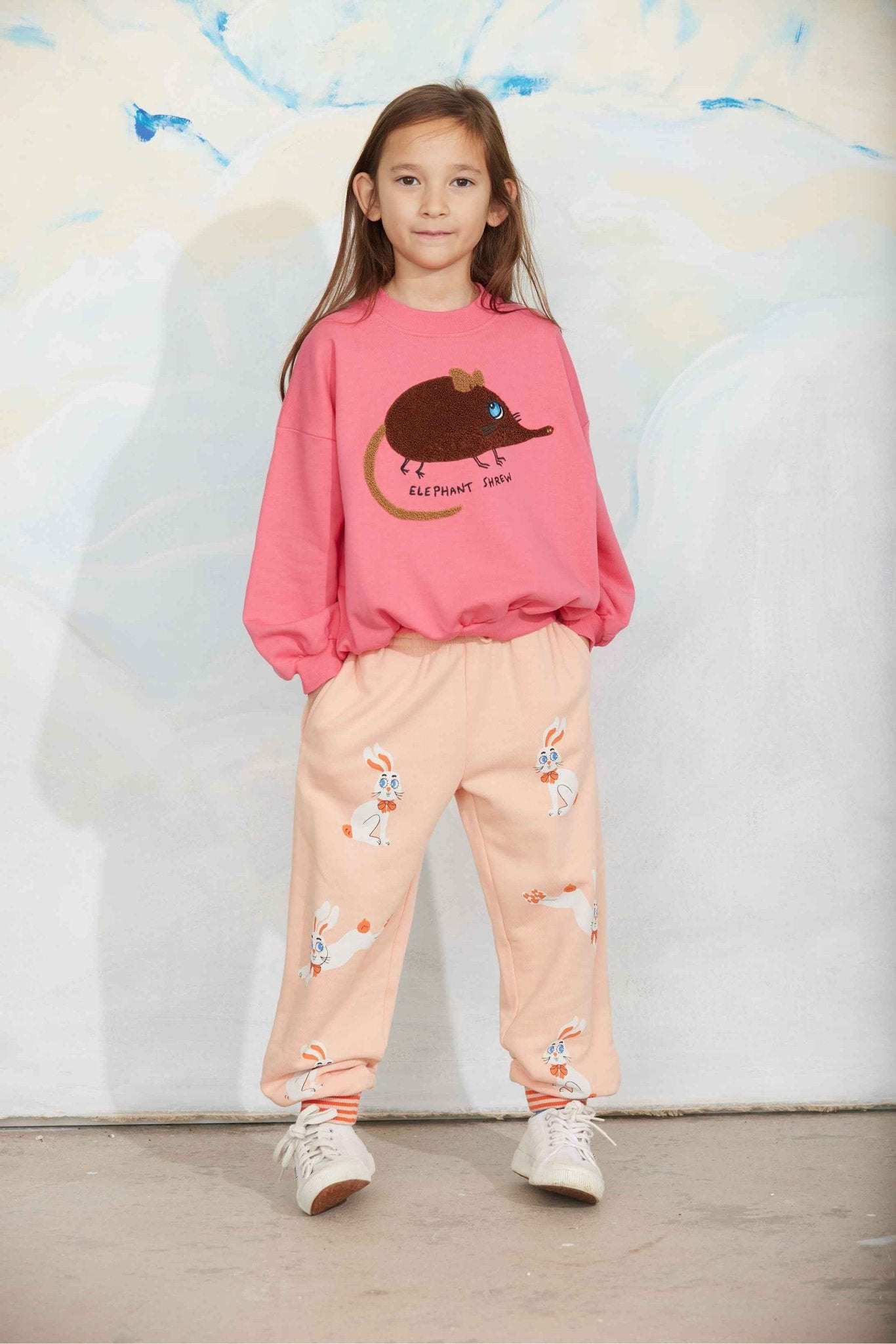 Elephant shrew chenille sweatshirt - Pink van Mini Rodini | Kids Conceptstore Le Fanfare