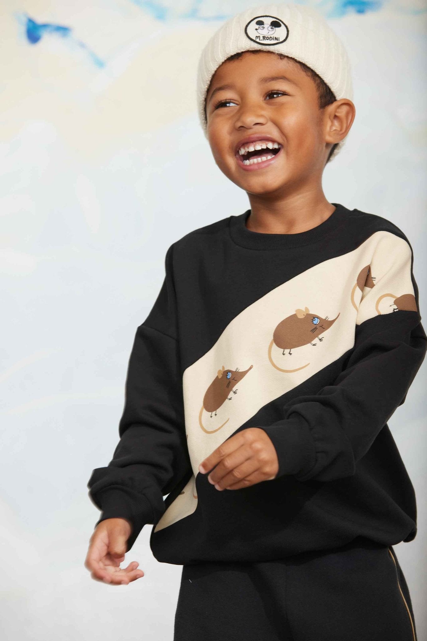 Elephant shrew panel sweatshirt - Black van Mini Rodini | Kids Conceptstore Le Fanfare