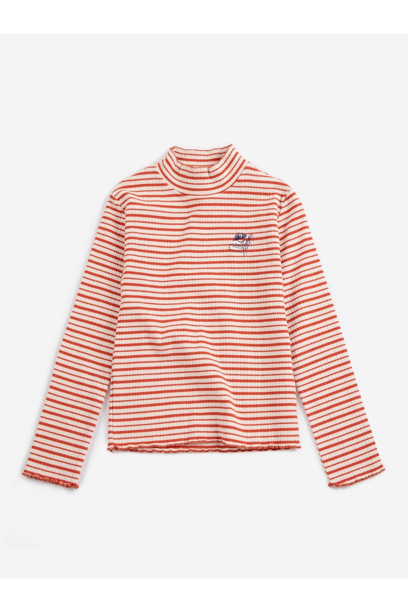 Energy Flower Stripes turtle neck T-shirt - Offwhite van Bobo Choses | Kids Conceptstore Le Fanfare