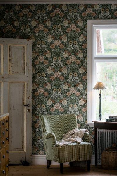 Falsterbo III - Dahlia Garden - Green van Boråstapeter | Kids Conceptstore Le Fanfare