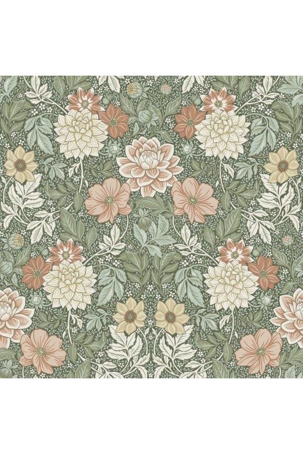 Falsterbo III - Dahlia Garden - Green van Boråstapeter | Kids Conceptstore Le Fanfare