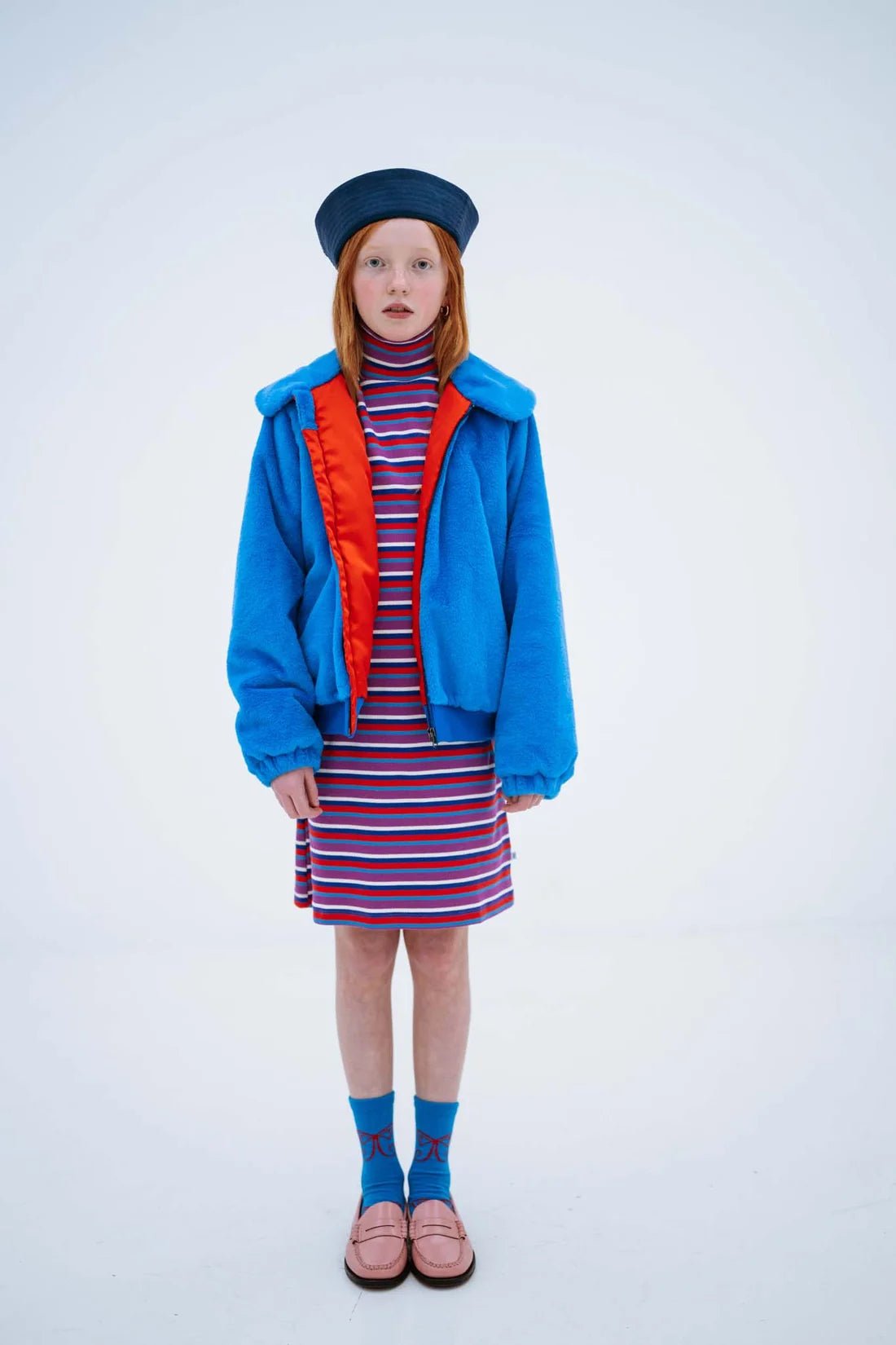 Faux fur bomber coat - Magic blue van Repose AMS | Kids Conceptstore Le Fanfare