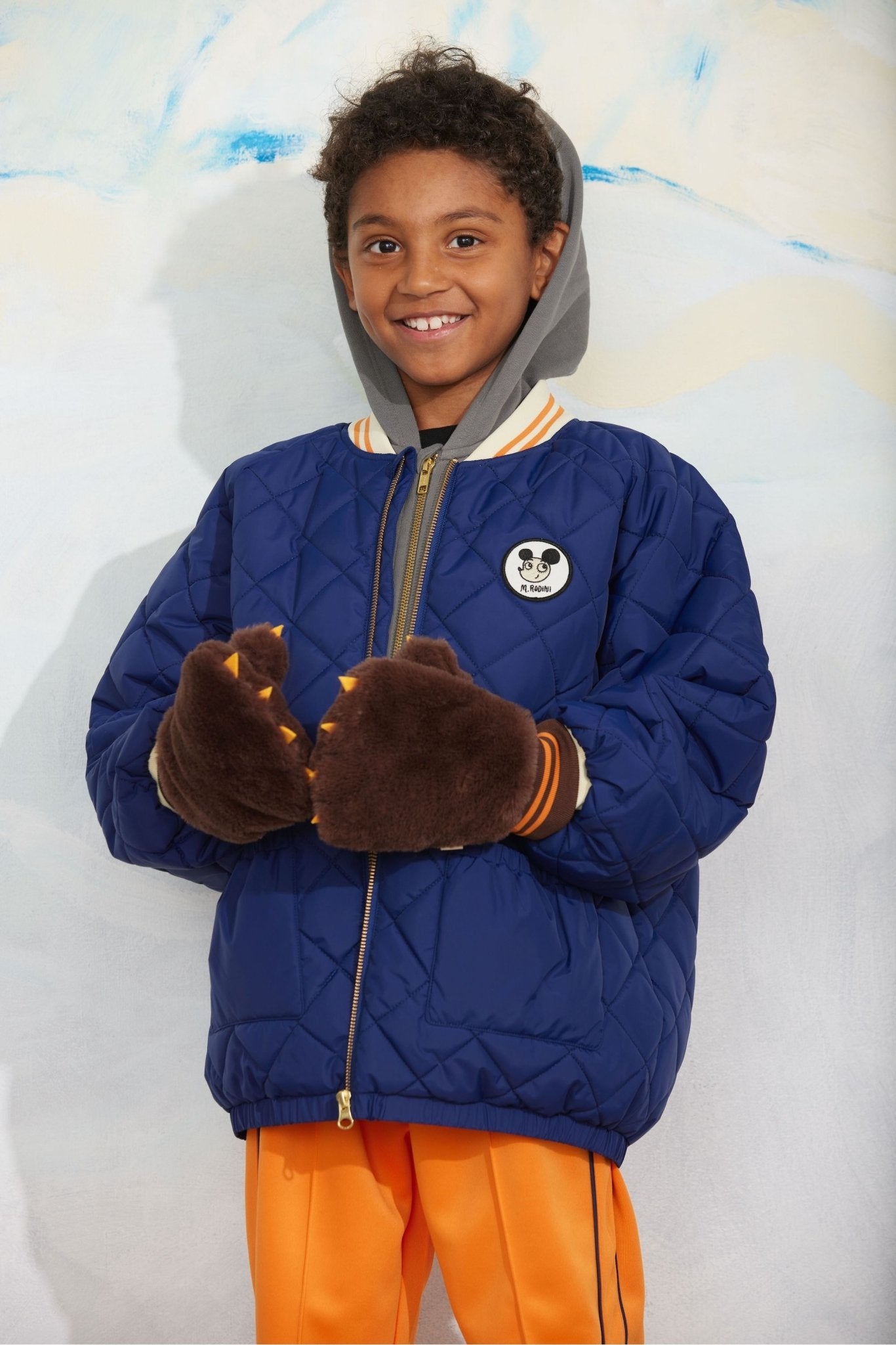 Faux fur mittens - Brown van Mini Rodini | Kids Conceptstore Le Fanfare