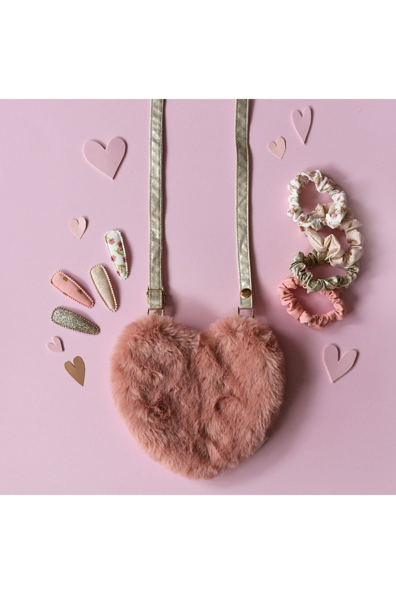 Fluffy Love Heart Bag - Dark Pink van Rockahula | Kids Conceptstore Le Fanfare