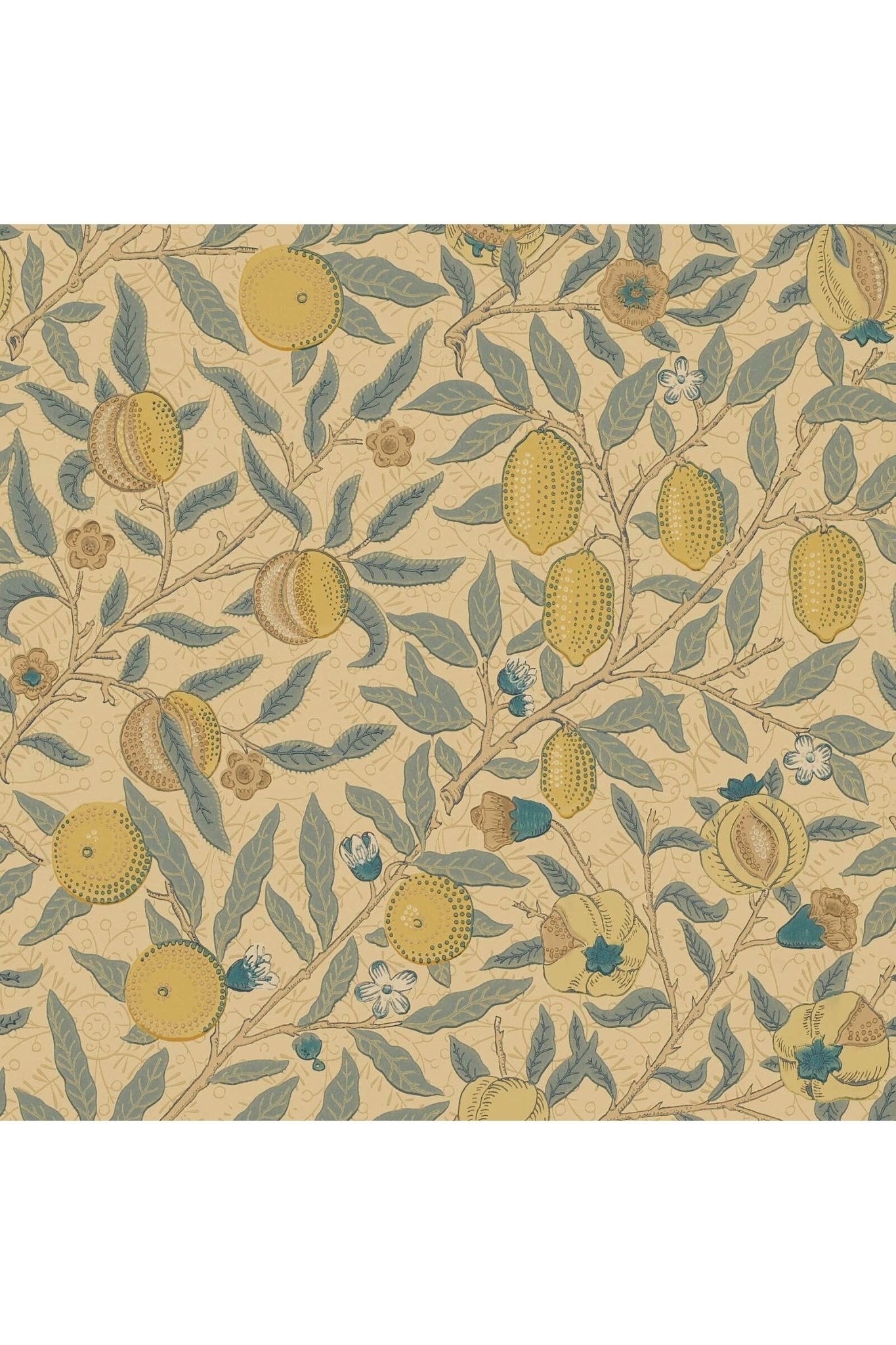 Fruit Wallpaper - Blue Gold & Brown van Morris & Co | Kids Conceptstore Le Fanfare