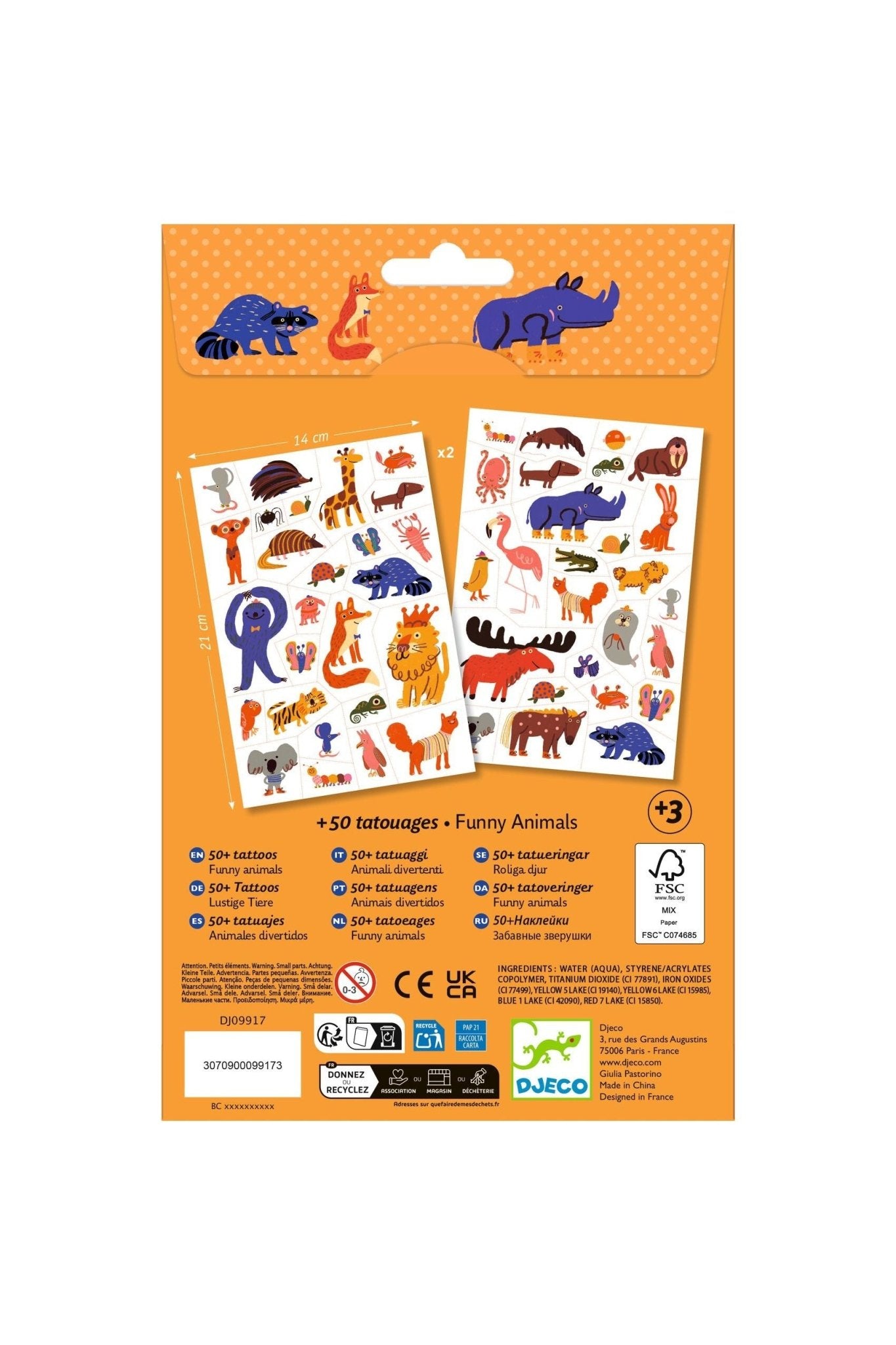 Funny animals - Tattoos van Djeco | Kids Conceptstore Le Fanfare