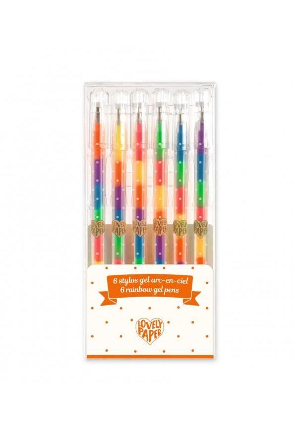 Gelpennen Regenboog Stylos - 6St van Djeco | Kids Conceptstore Le Fanfare