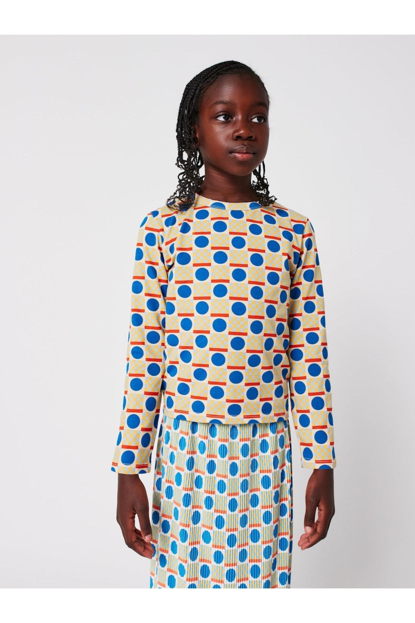Geometric Scacs all over T-shirt Offwhite van Bobo Choses | Kids Conceptstore Le Fanfare