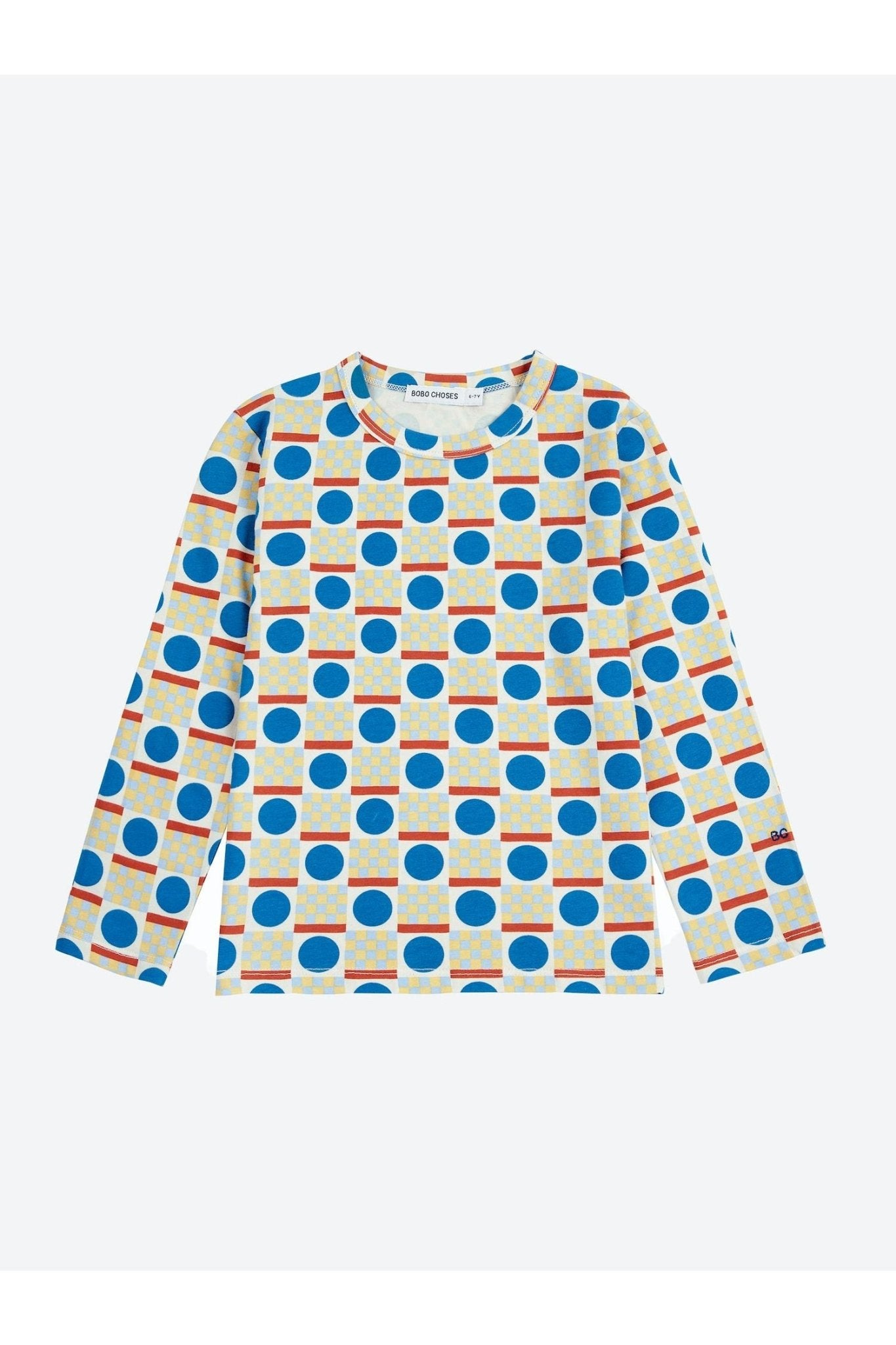 Geometric Scacs all over T-shirt Offwhite van Bobo Choses | Kids Conceptstore Le Fanfare