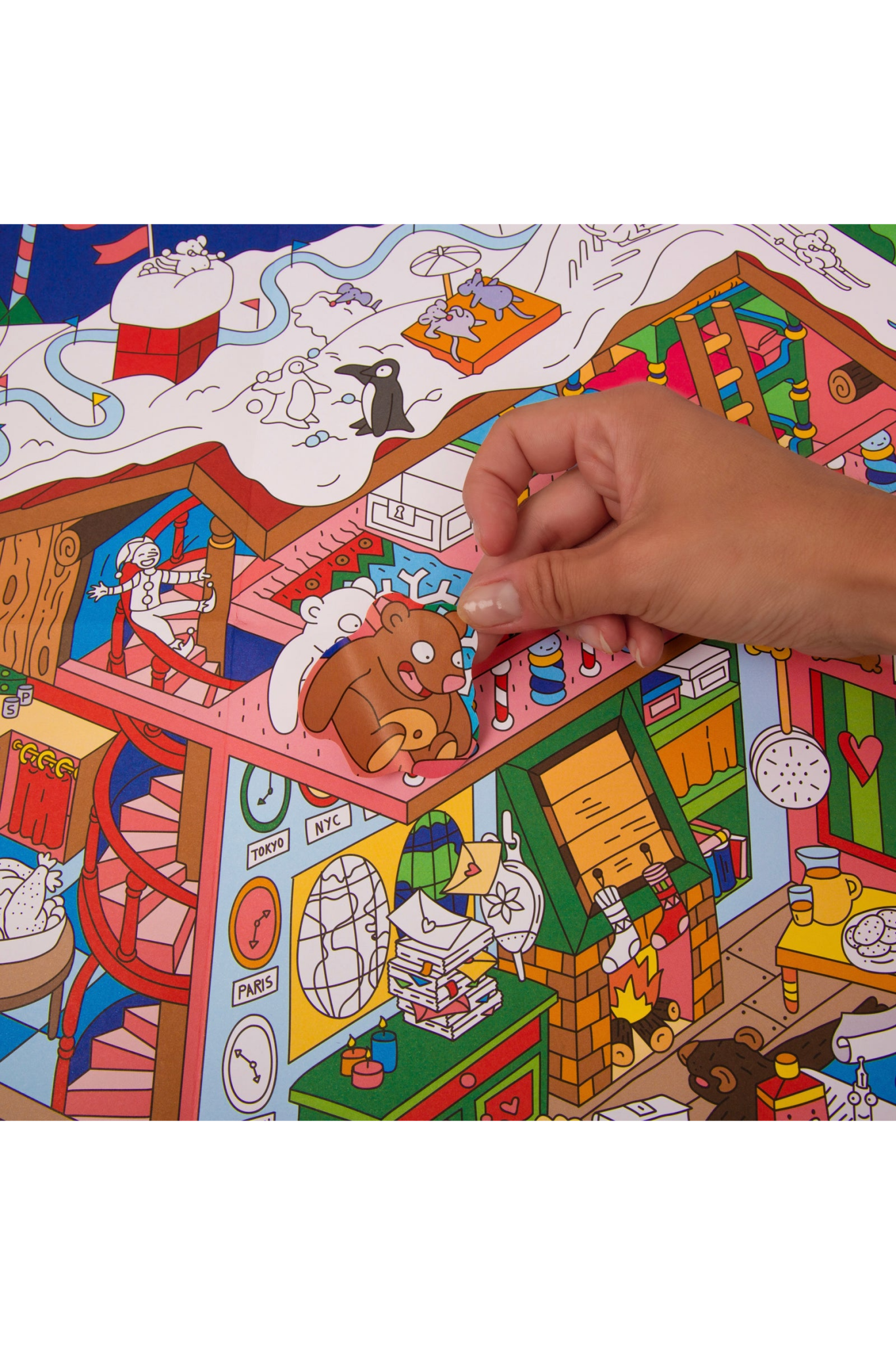 GIANT POSTER & STICKERS - SANTAS WORKSHOP van OMY | Kids Conceptstore Le Fanfare