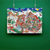 GIANT POSTER & STICKERS - SANTAS WORKSHOP van OMY | Kids Conceptstore Le Fanfare