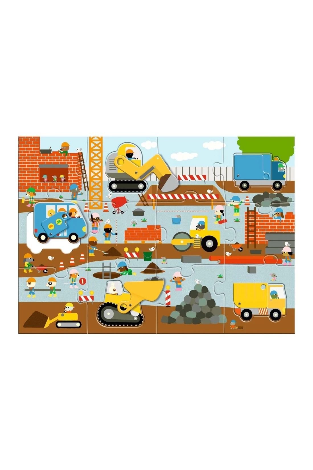 Giant Puzzle - Construction site - 17 pieces van Djeco | Kids Conceptstore Le Fanfare