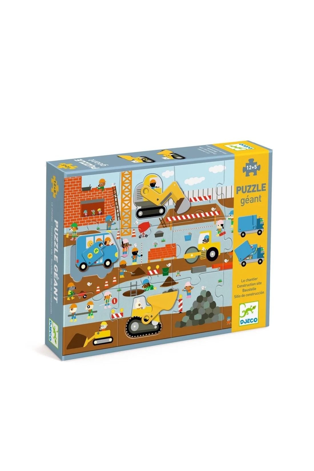 Giant Puzzle - Construction site - 17 pieces van Djeco | Kids Conceptstore Le Fanfare