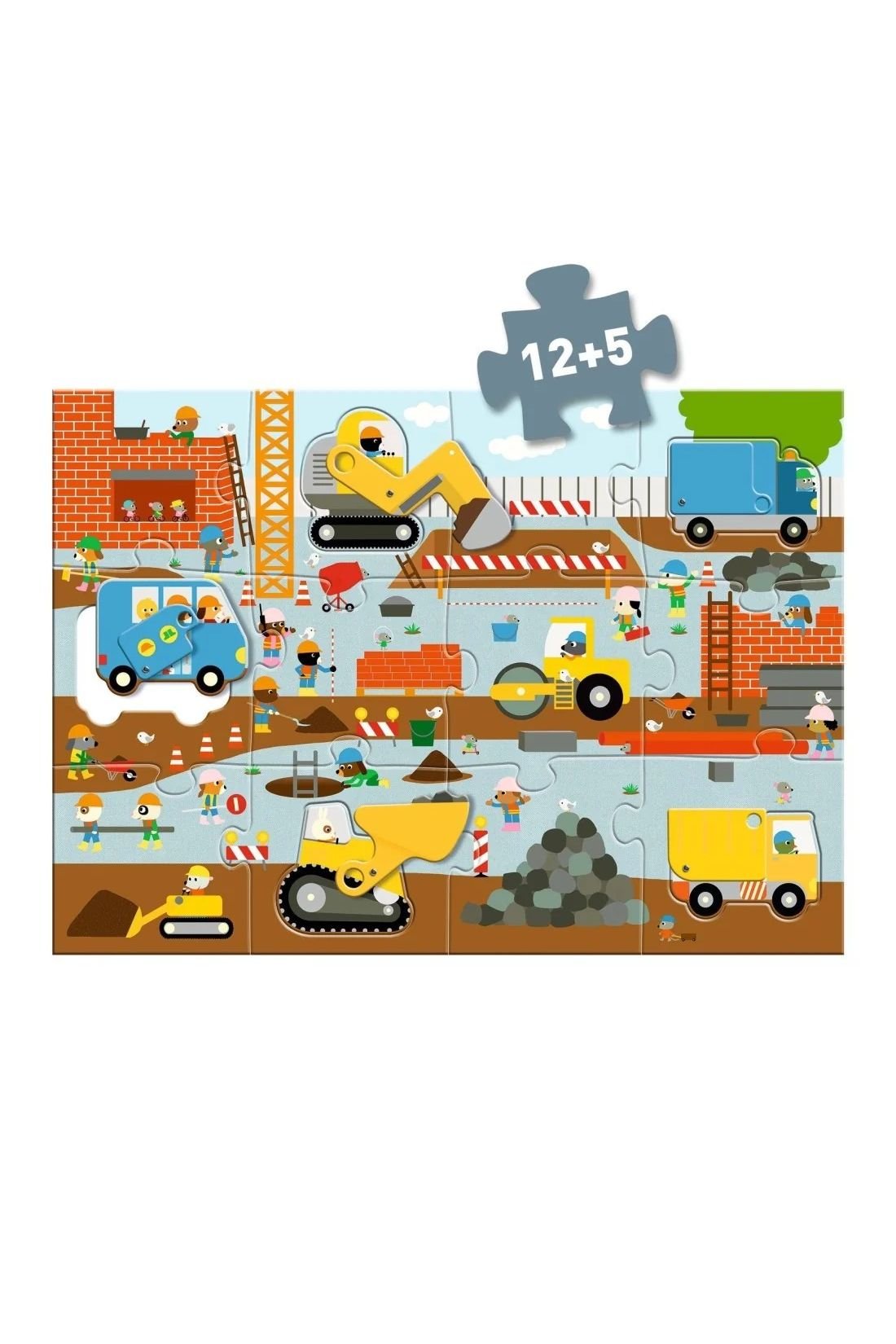 Giant Puzzle - Construction site - 17 pieces van Djeco | Kids Conceptstore Le Fanfare