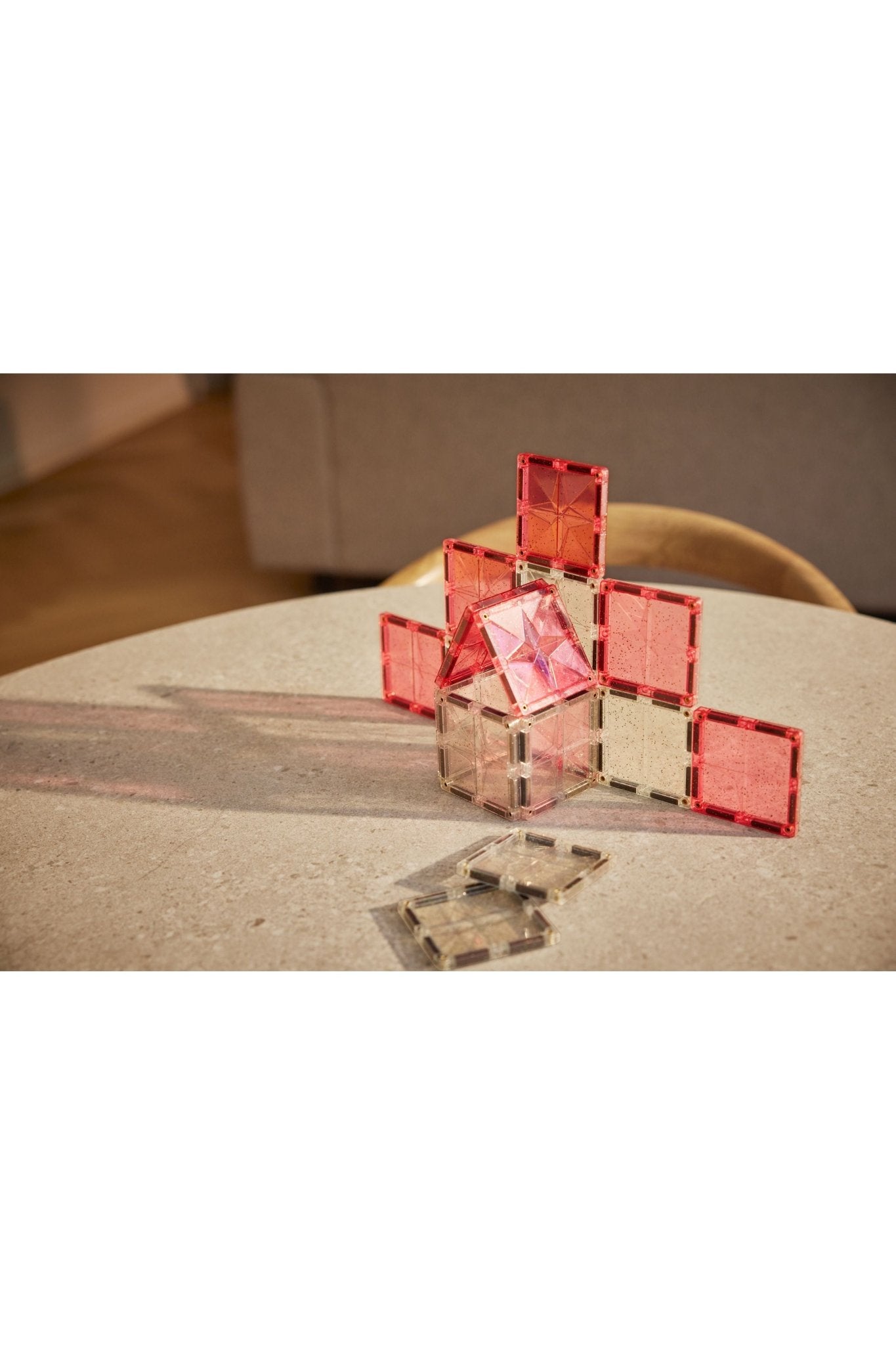 Glitter Tiles Pack Transparent / Pink | 16 stuks van Cleverclixx | Kids Conceptstore Le Fanfare
