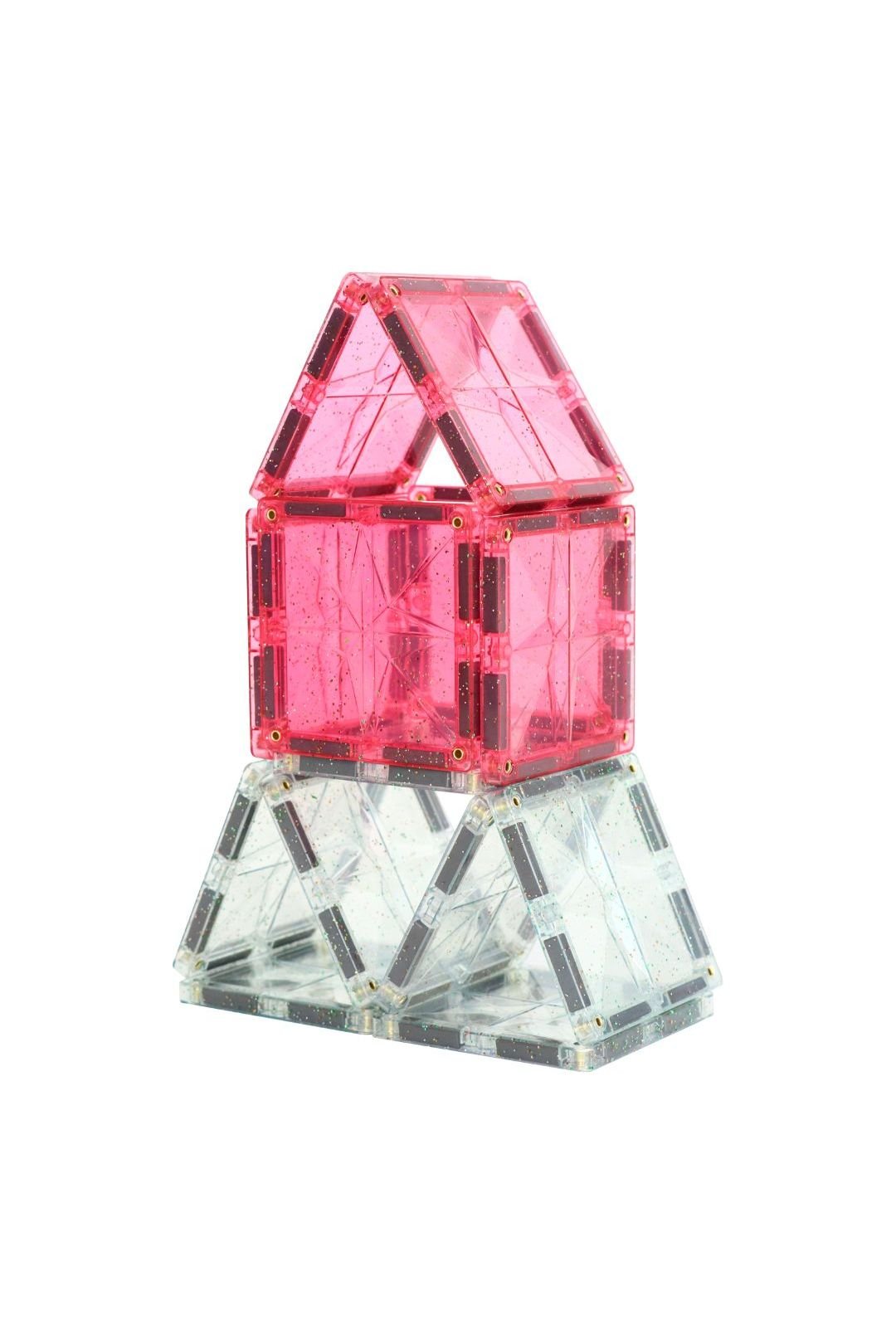 Glitter Tiles Pack Transparent / Pink | 16 stuks van Cleverclixx | Kids Conceptstore Le Fanfare