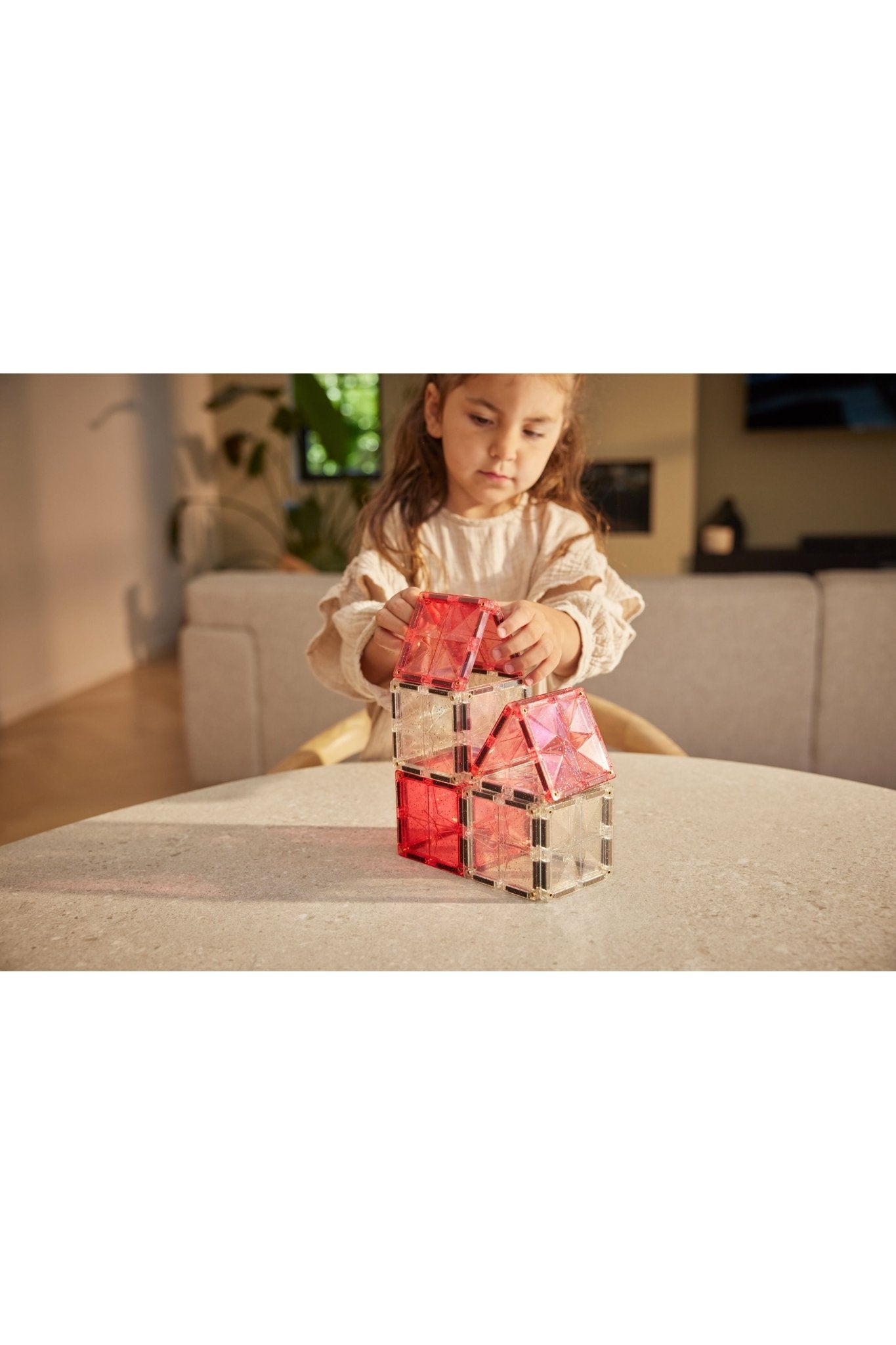 Glitter Tiles Pack Transparent / Pink | 16 stuks van Cleverclixx | Kids Conceptstore Le Fanfare