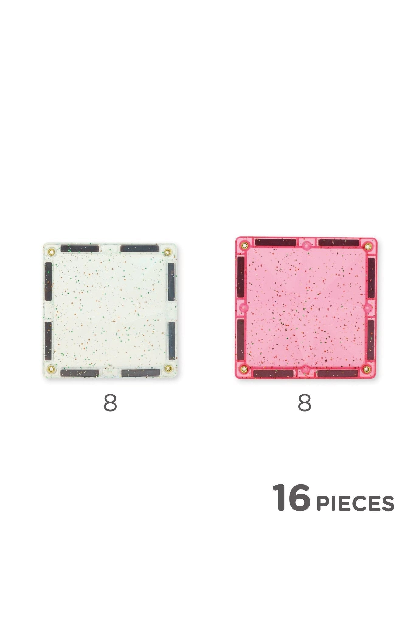 Glitter Tiles Pack Transparent / Pink | 16 stuks van Cleverclixx | Kids Conceptstore Le Fanfare