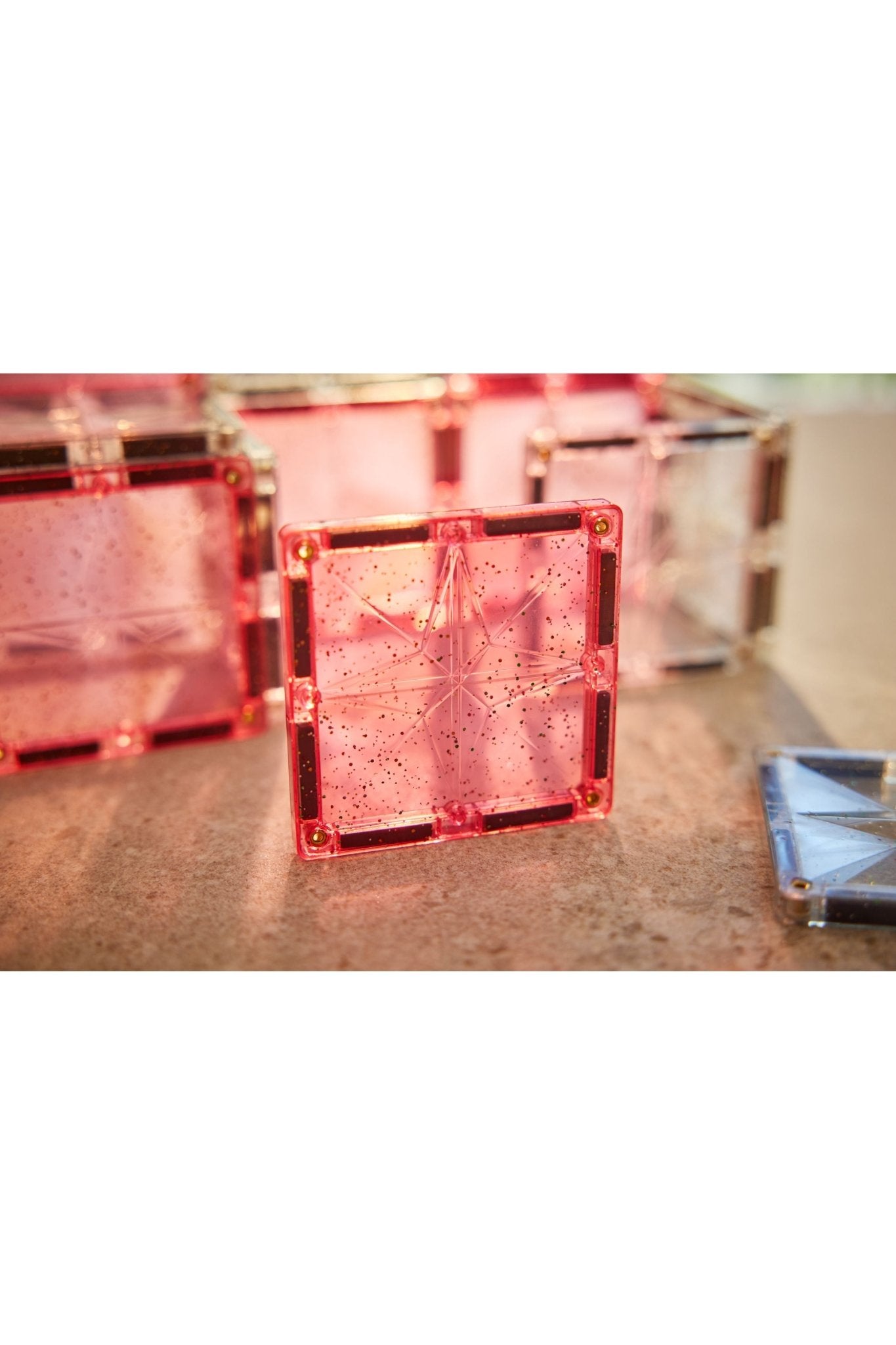 Glitter Tiles Pack Transparent / Pink | 16 stuks van Cleverclixx | Kids Conceptstore Le Fanfare