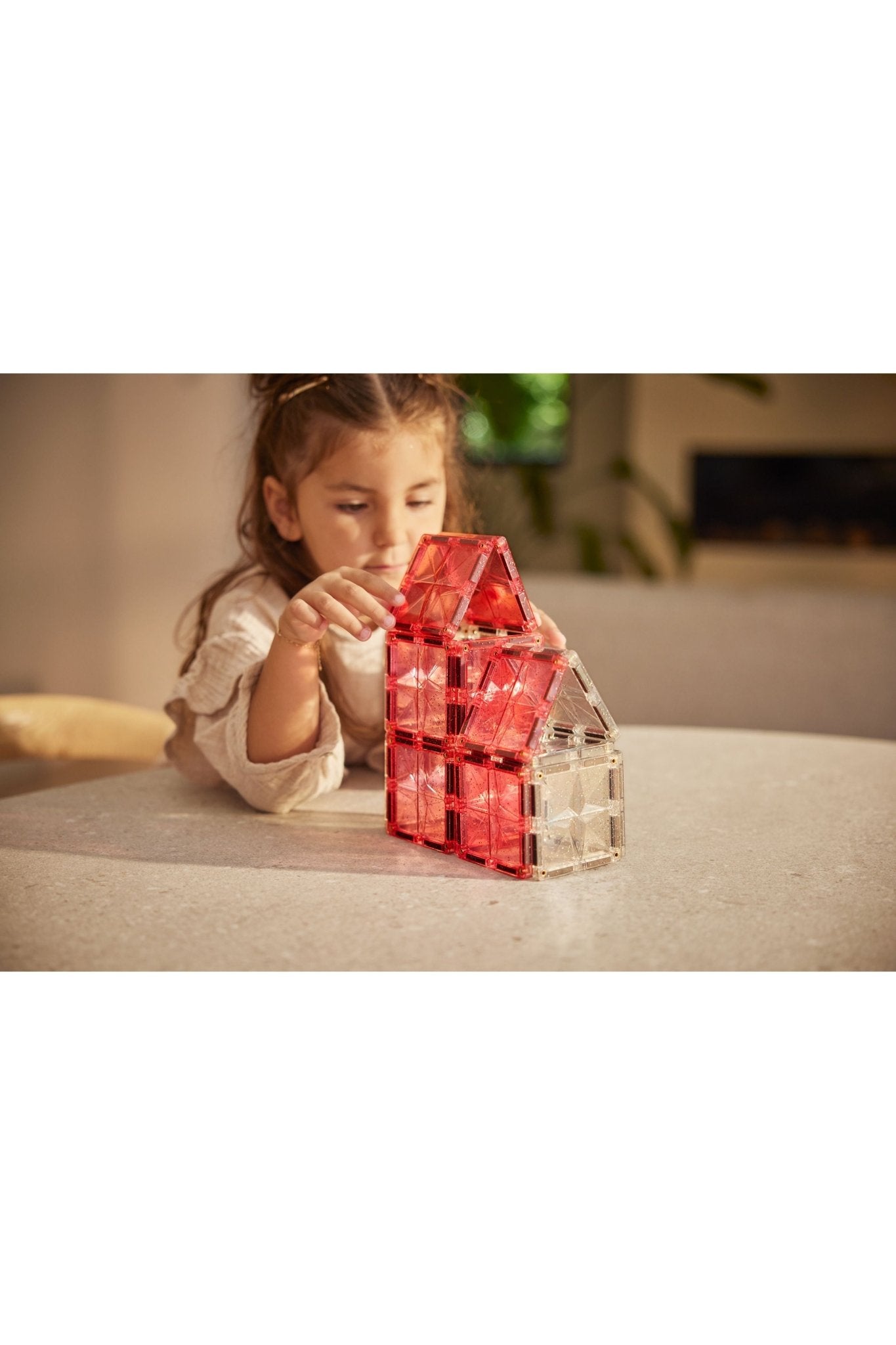 Glitter Tiles Pack Transparent / Pink | 16 stuks van Cleverclixx | Kids Conceptstore Le Fanfare